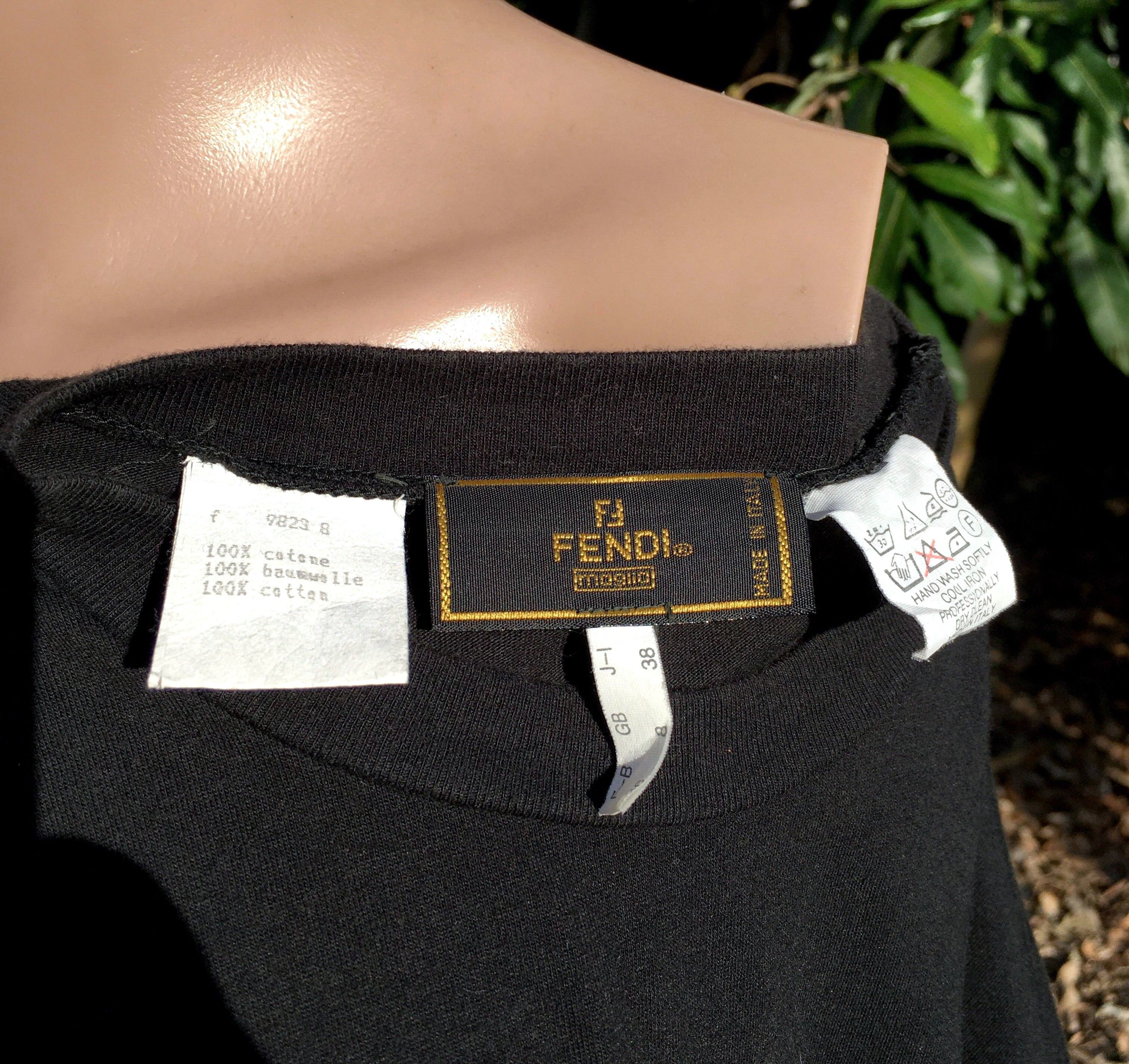 Fendi FENDI Black T-Shirt Crew Neck Classic Logo Print Size 4 US Size S / US 4 / IT 40 - 6 Thumbnail
