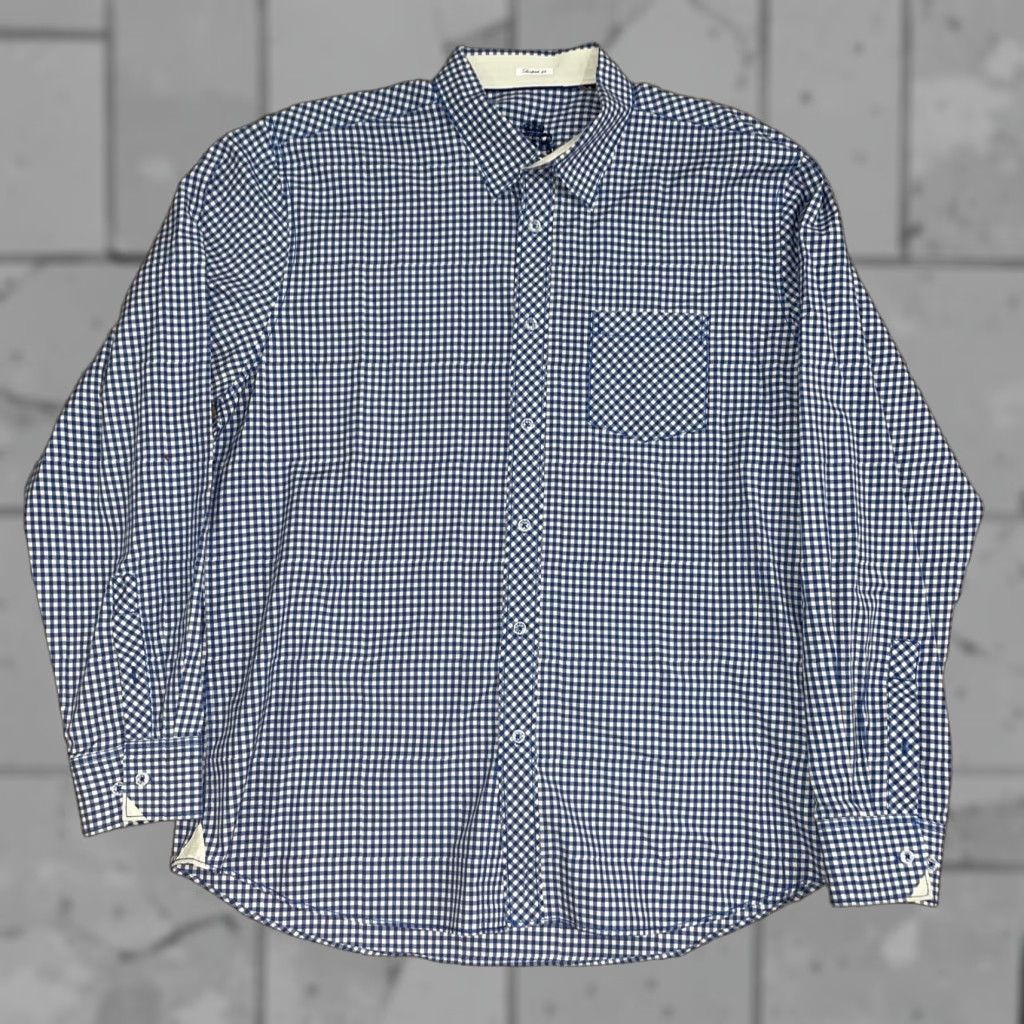 BUGATCHI VINTAGE Bugatchi Uomo Plaid Blue Long Sleeve Shirt Mens XL Button-Up Size US XL / EU 56 / 4 - 1 Thumbnail