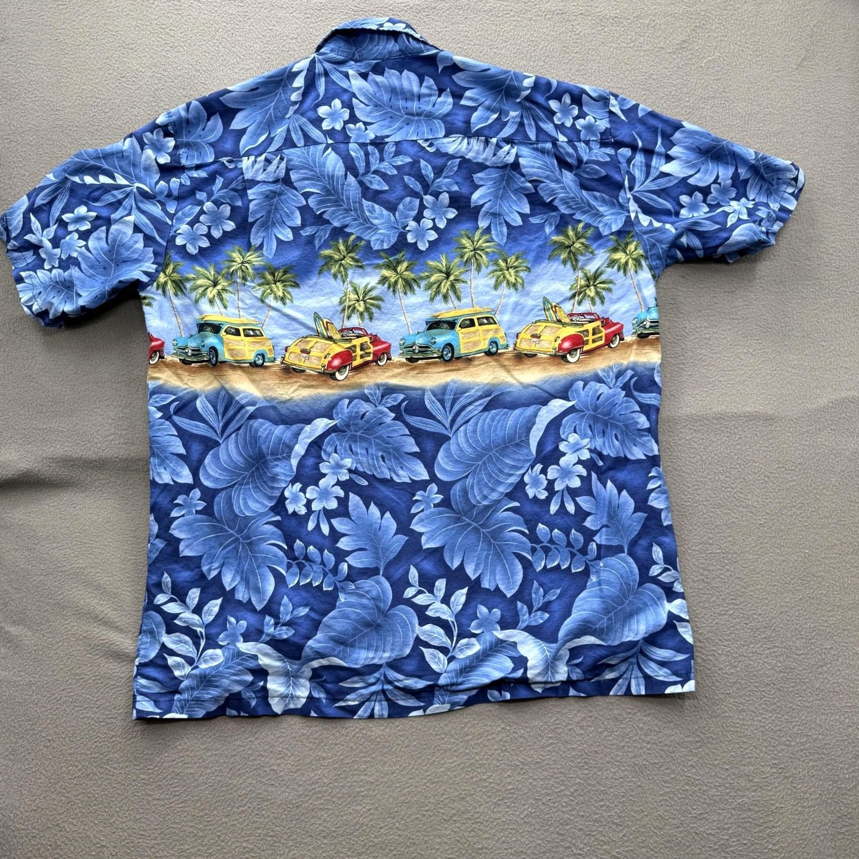 ALOHAS Aloha Republic Shirt Mens XL Blue Hawaiian Woody Car Beach Surf USA Short Sleeve Button-Up Size US XL / EU 56 / 4 - 2 Thumbnail
