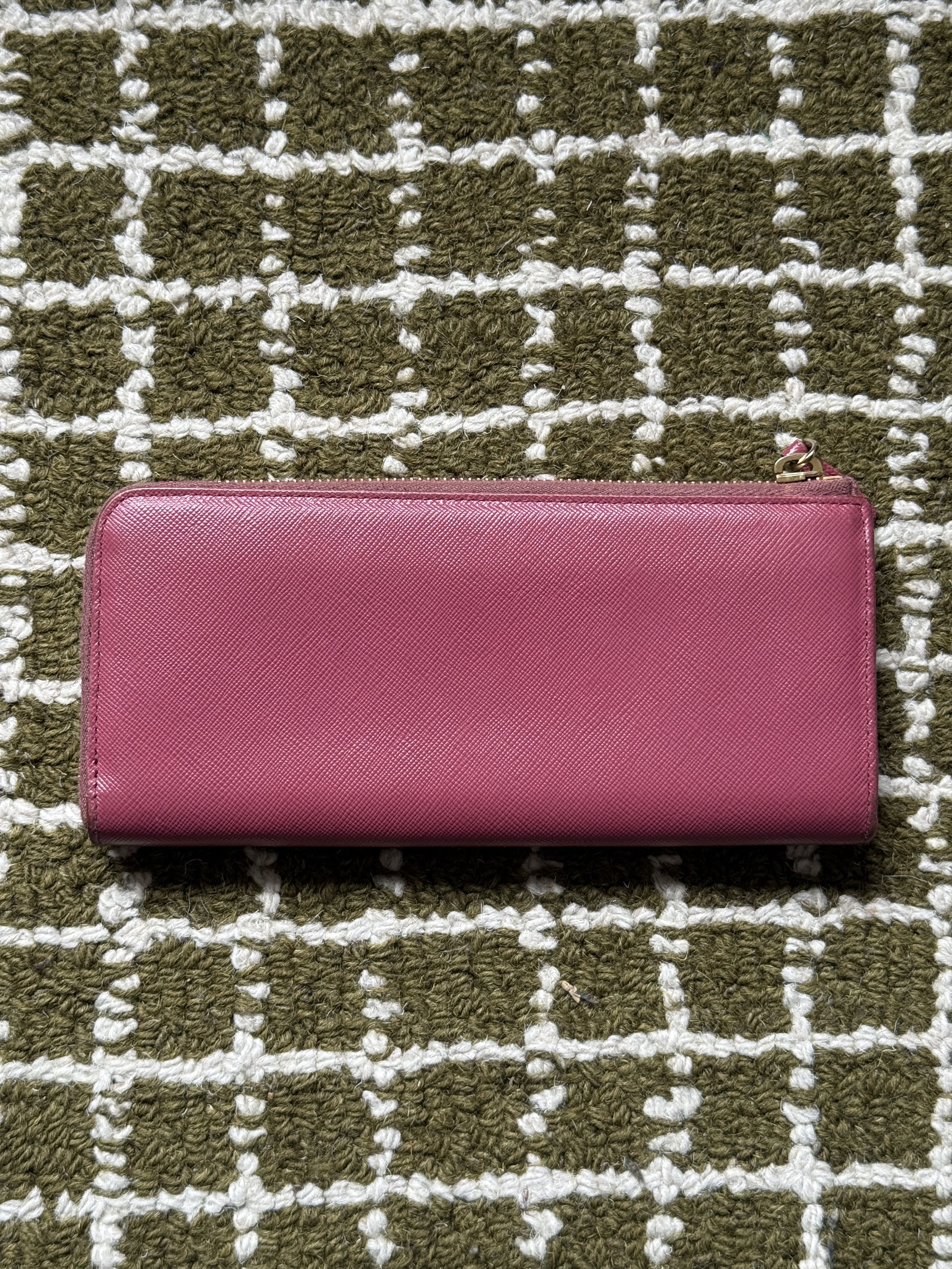 Prada Prada Saffiano Triangle Logo L-Zip Long Wallet Pink Size ONE SIZE - 6 Thumbnail