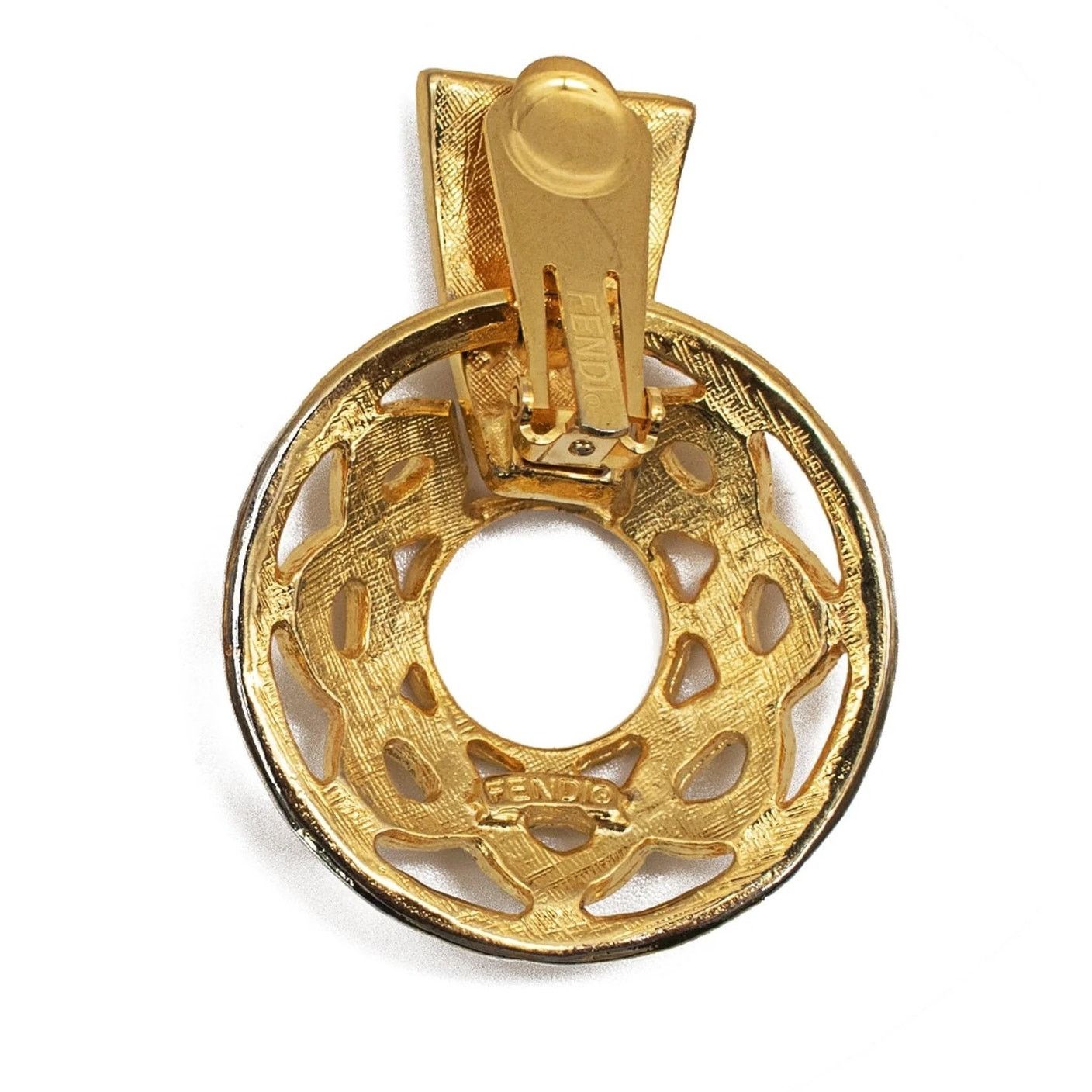 Fendi FENDI Gold-Plated Designer Runway Door Knocker Earrings Size ONE SIZE - 4 Thumbnail