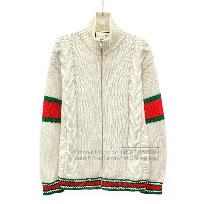 Gucci Gucci Beige striped trim twisted wool stand-up collar zipp Size US S / EU 44-46 / 1 - 1 Thumbnail