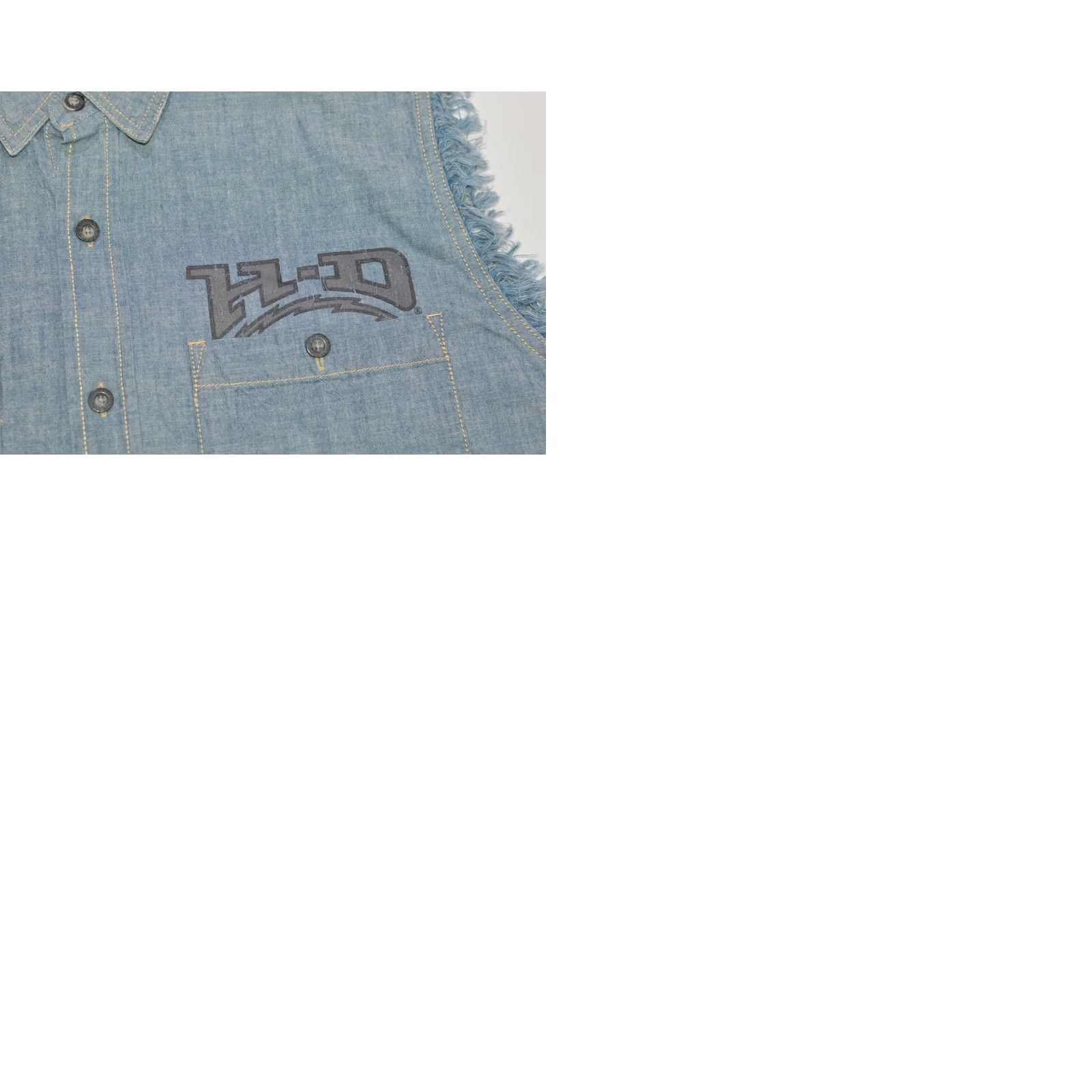 Harley Davidson Harley-Davidson Big Back Logo Chest Pocket Denim Vest Gilet L Mens Blue Cotton 100% Denim Pocket Vest Harley-Davidson Shirt? Size US L / EU 52-54 / 3 - 9 Thumbnail