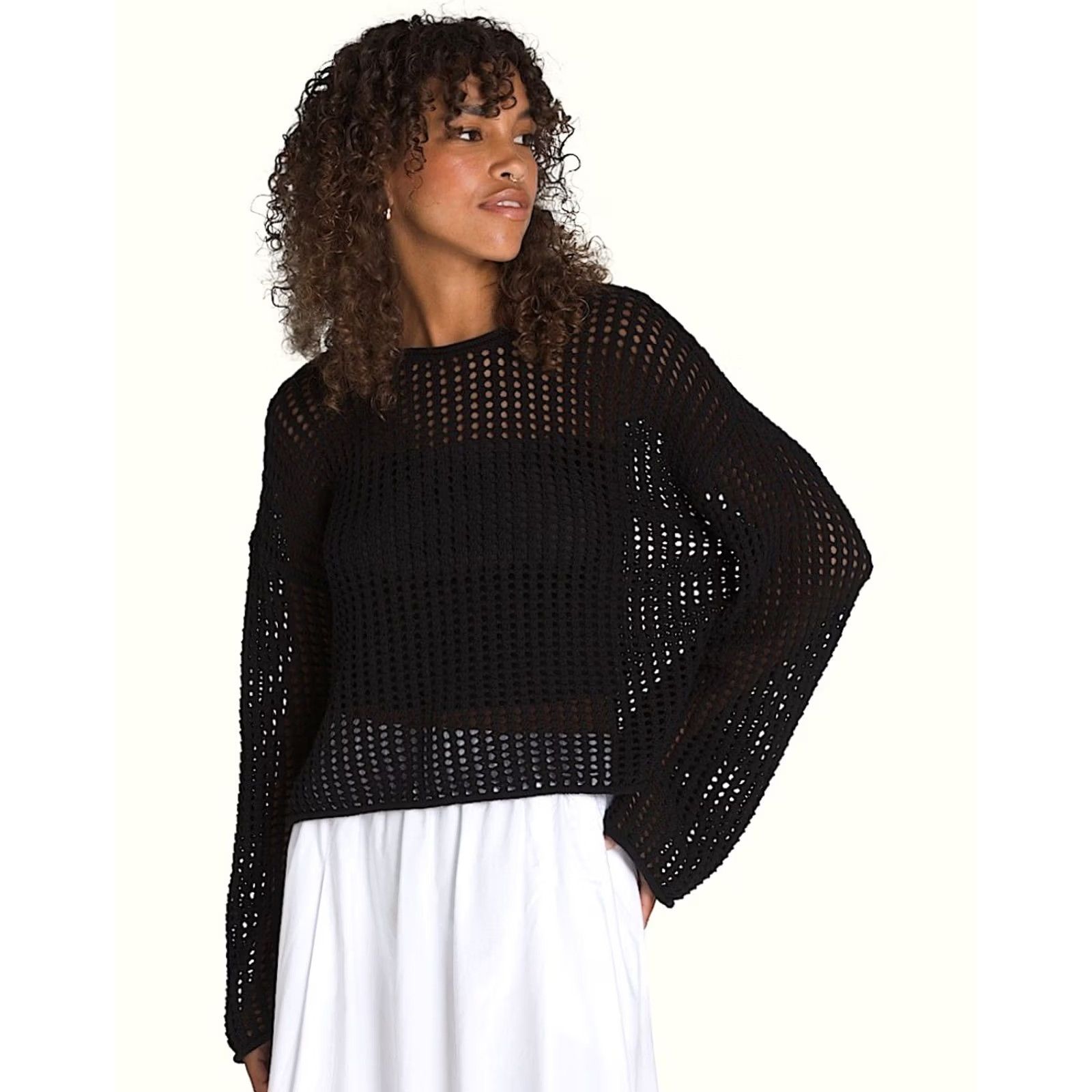 Vans Brand New Womens Vans Mila Open Knit Crop Crew Sweater Black Size Small Size S / US 4 / IT 40 - 2 Thumbnail
