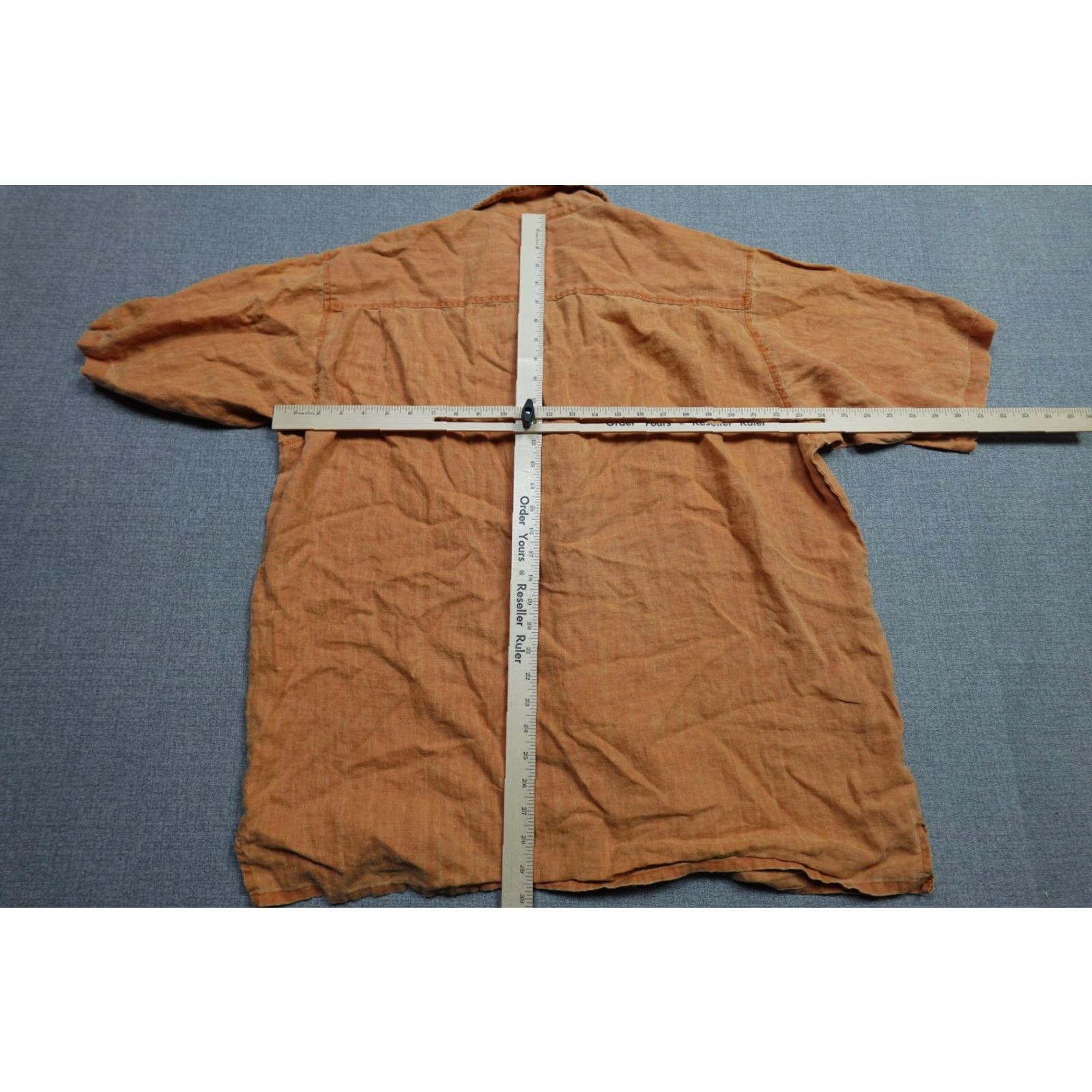 Vintage Genelli Shirt Mens XL Orange 100% Linen Short Sleeve Button Front Collared Camp Casual Vintage: No Size US XL / EU 56 / 4 - 6 Thumbnail