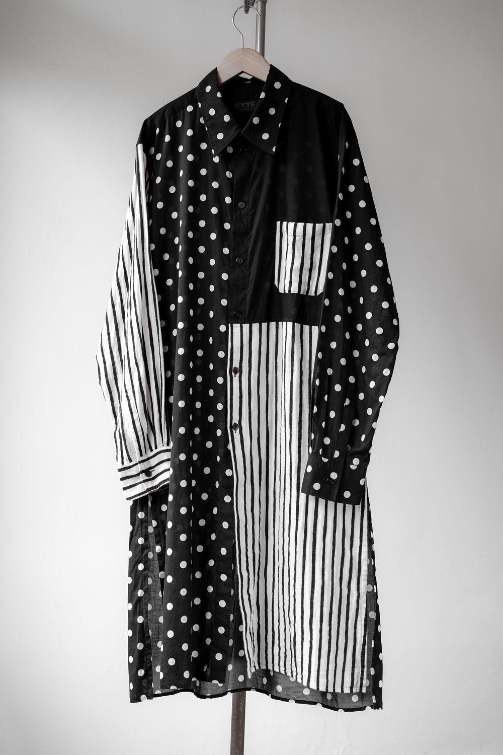 Yohji Yamamoto S’YTE Yohji Yamamoto Dot Stripe Pannel Long Shirt Size US L / EU 52-54 / 3 - 1 Thumbnail