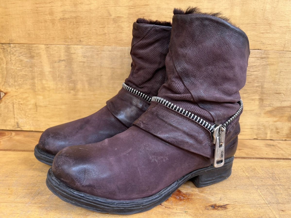 A.S.98 A.S.98 Ankle Leather boots Burgundy With Fur Inside Size US 7 / IT 37 - 3 Thumbnail