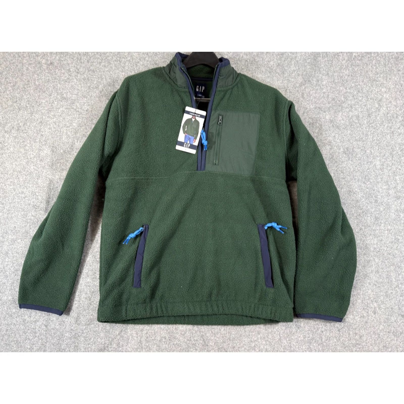 Gap Gap Sherpa Fleece Pullover Mens S Green Half-Zip Long Sleeve Stand-Up Neck NWT Vintage No Size US S / EU 44-46 / 1 - 4 Thumbnail