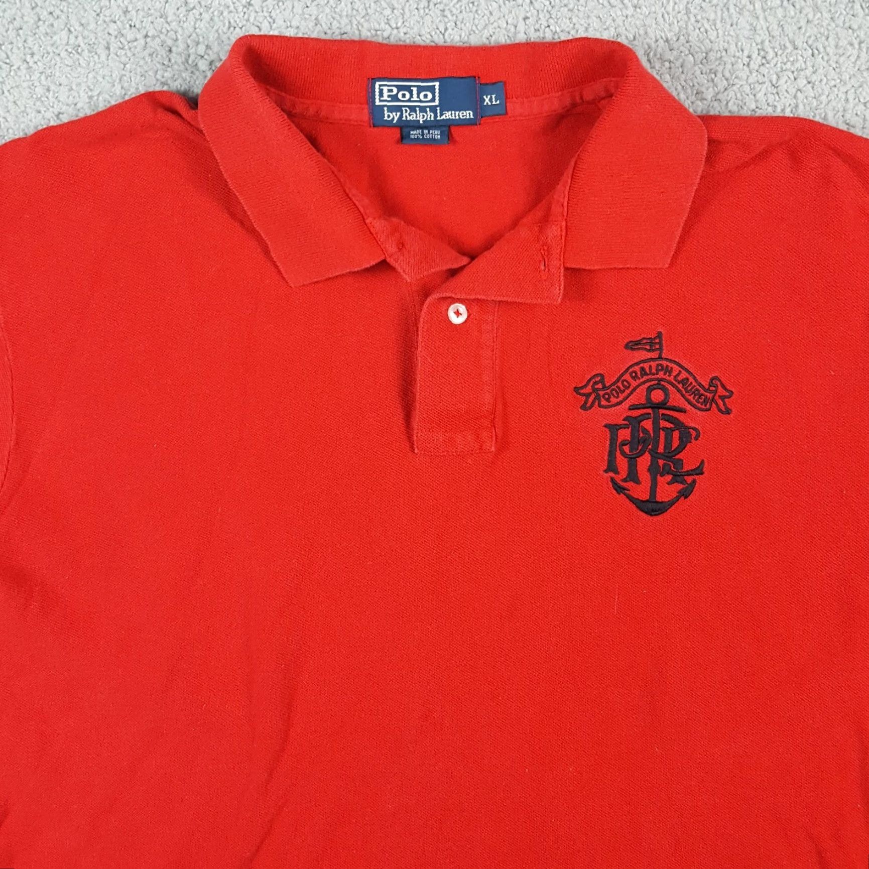 Ralph Lauren VINTAGE Ralph Lauren Anchor Crest Logo Red Polo Shirt Mens XL Short Sleeve Casual 90s Preppy Nautical Size US XL / EU 56 / 4 - 2 Thumbnail