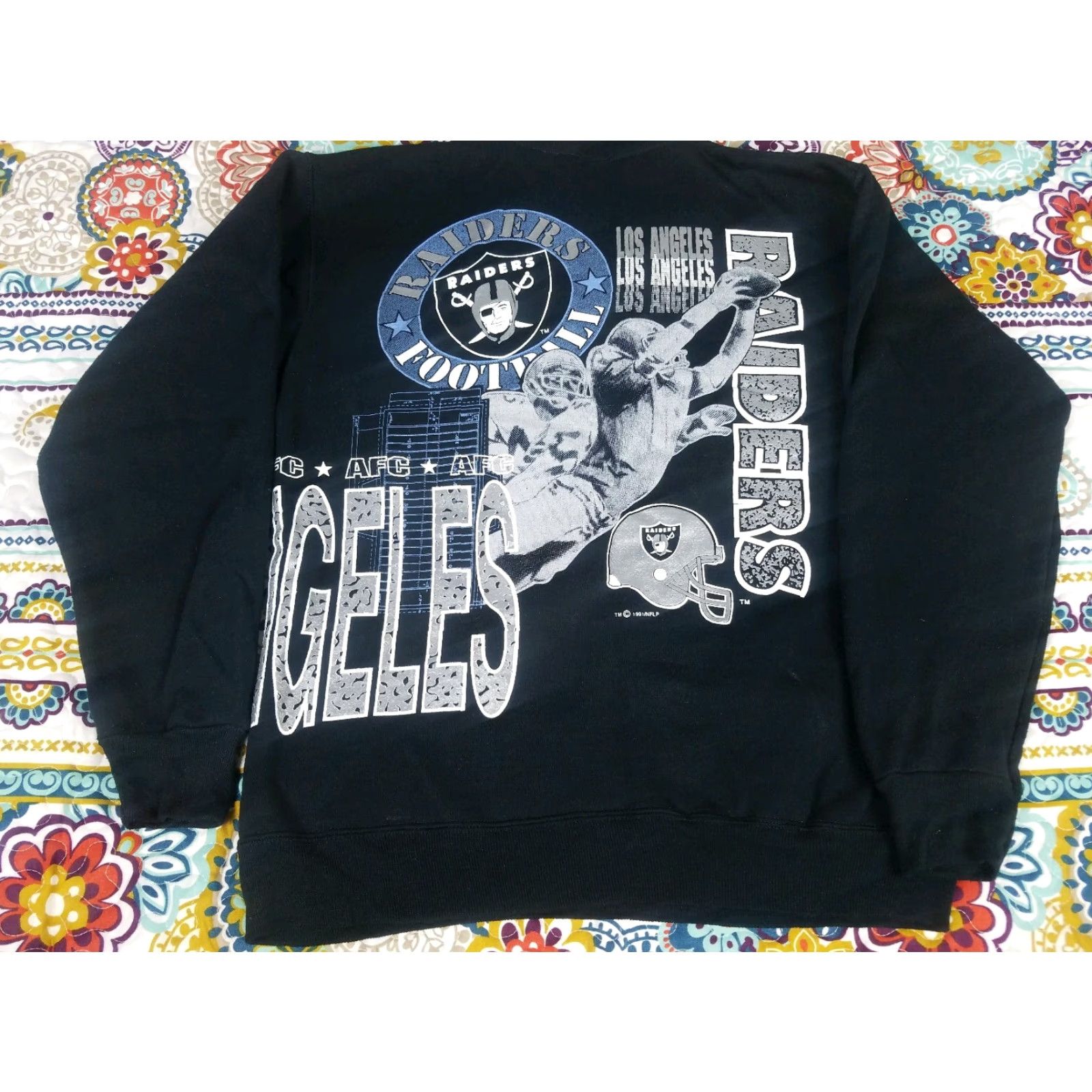 Logo 7 VINTAGE Los Angeles Raiders Logo 7 1991 Front & Back Crewneck Sweatshirt M Black Mens Sweatshirt Size US M / EU 48-50 / 2 - 3 Thumbnail