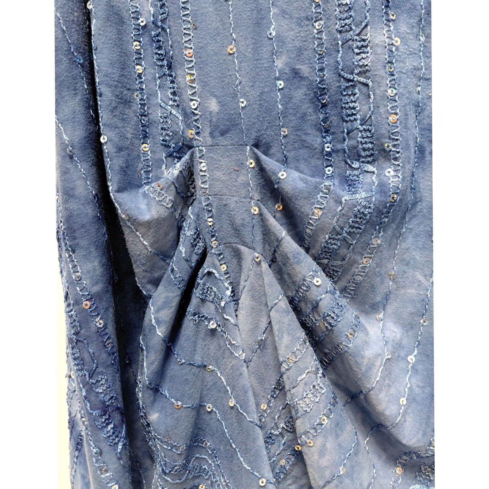 Vintage Sami & JO Top Womens 3X Blue Plus Textured Stretch Short Sleeve Women Size Size XXL / US 16-18 / IT 52-54 - 3 Thumbnail