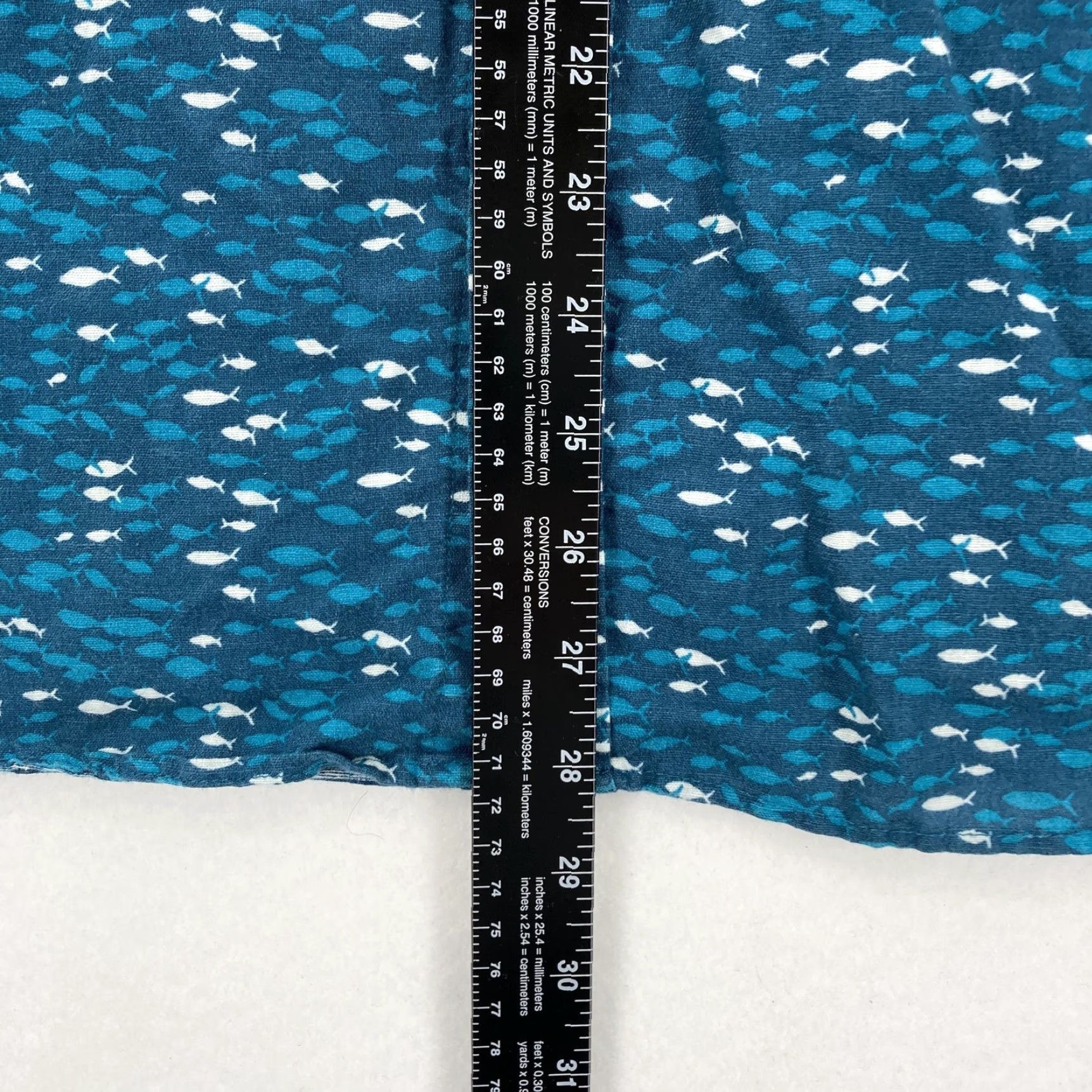 Banana Republic Banana Republic Shirt Mens Large Blue Fish Pattern Linen Short Sleeve Slim Fit Size US L / EU 52-54 / 3 - 7 Thumbnail