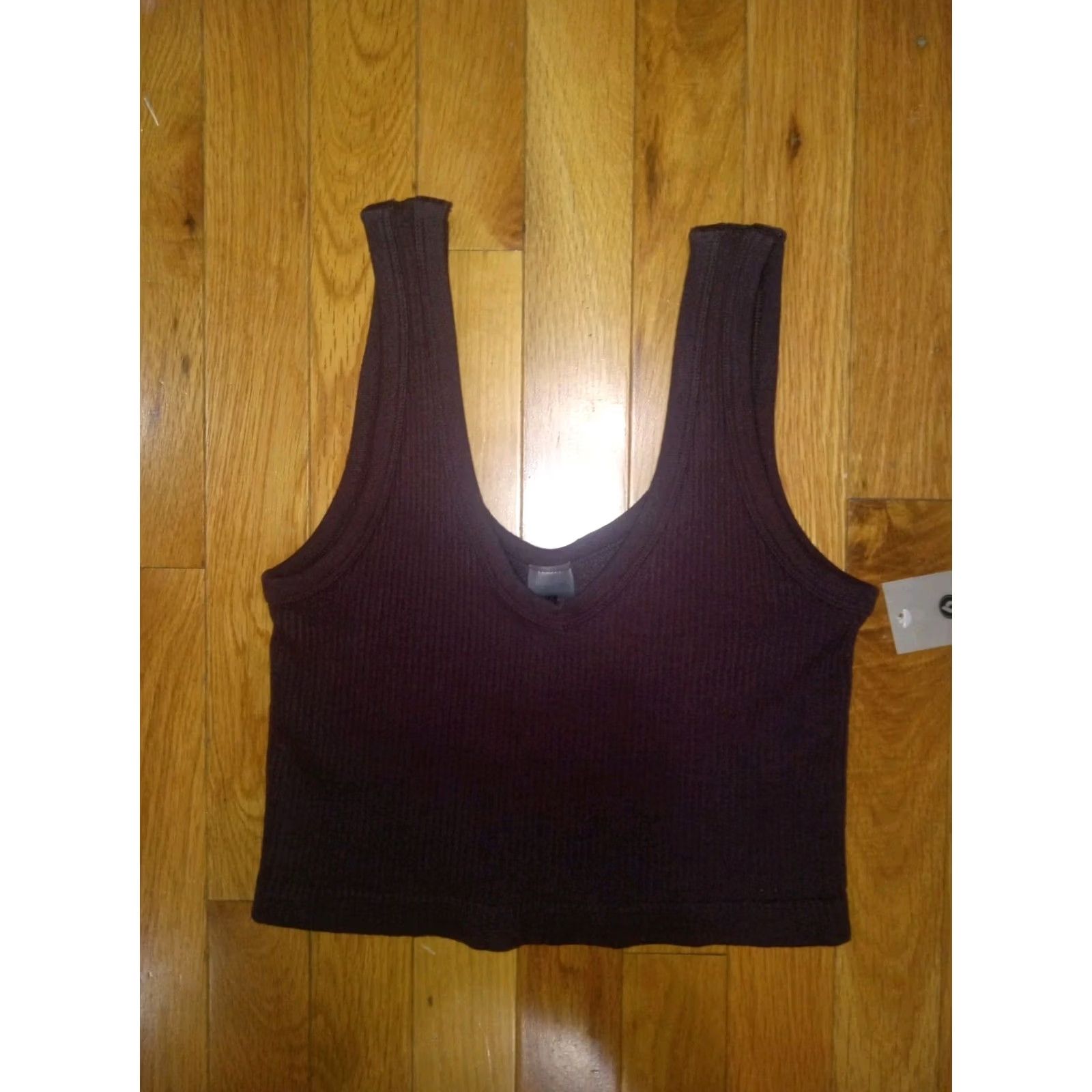 Vintage Mono B Effortless Ribbed Tank Cropped Tank Women M Black Folded Ribbed Activewear NWT Size ONE SIZE - 2 Thumbnail