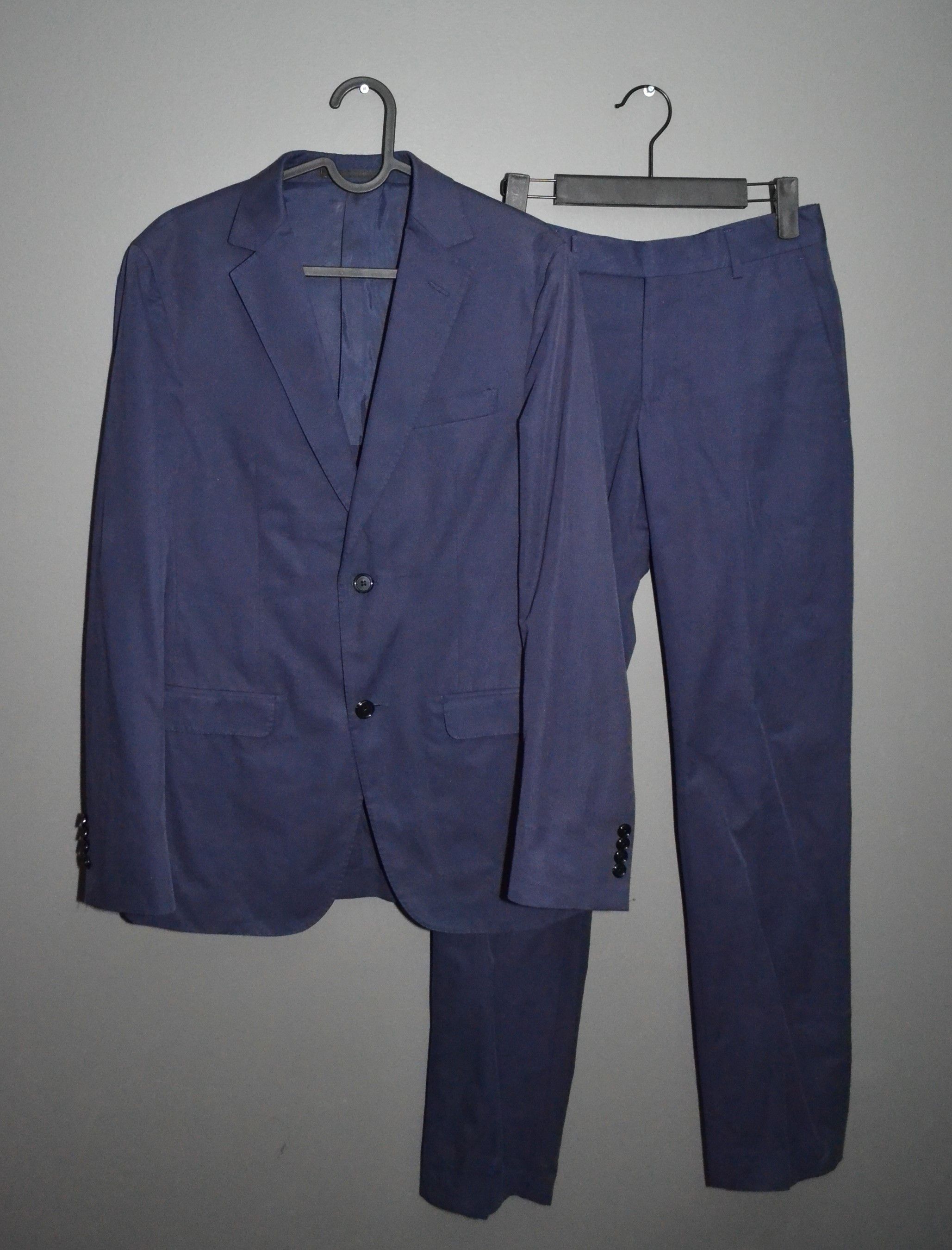 Z Zegna Z Zegna Modern Drop 8 Deco Blue Cotton Suit 44 R Size 44R - 1 Thumbnail