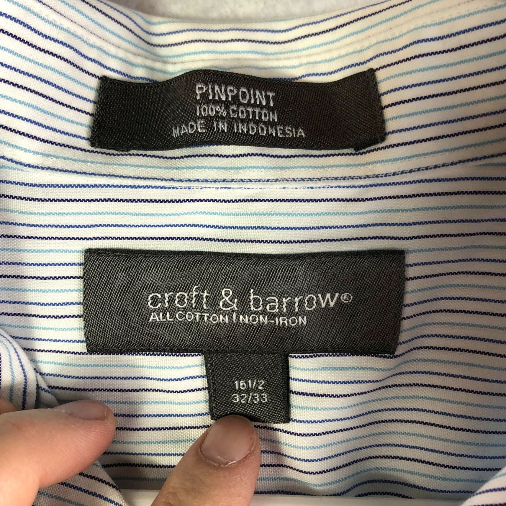 Croft & Barrow Croft & Barrow Pinpoint Non Iron Mens 16.5 32/33 White Striped Long Sleeve Shirt Size US XL / EU 56 / 4 - 7 Thumbnail