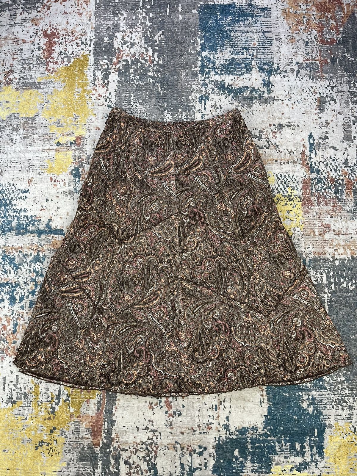 Longchamp Longchamp Zig Zag Brown Paisley Midi Skirts Size 29" - 1 Thumbnail
