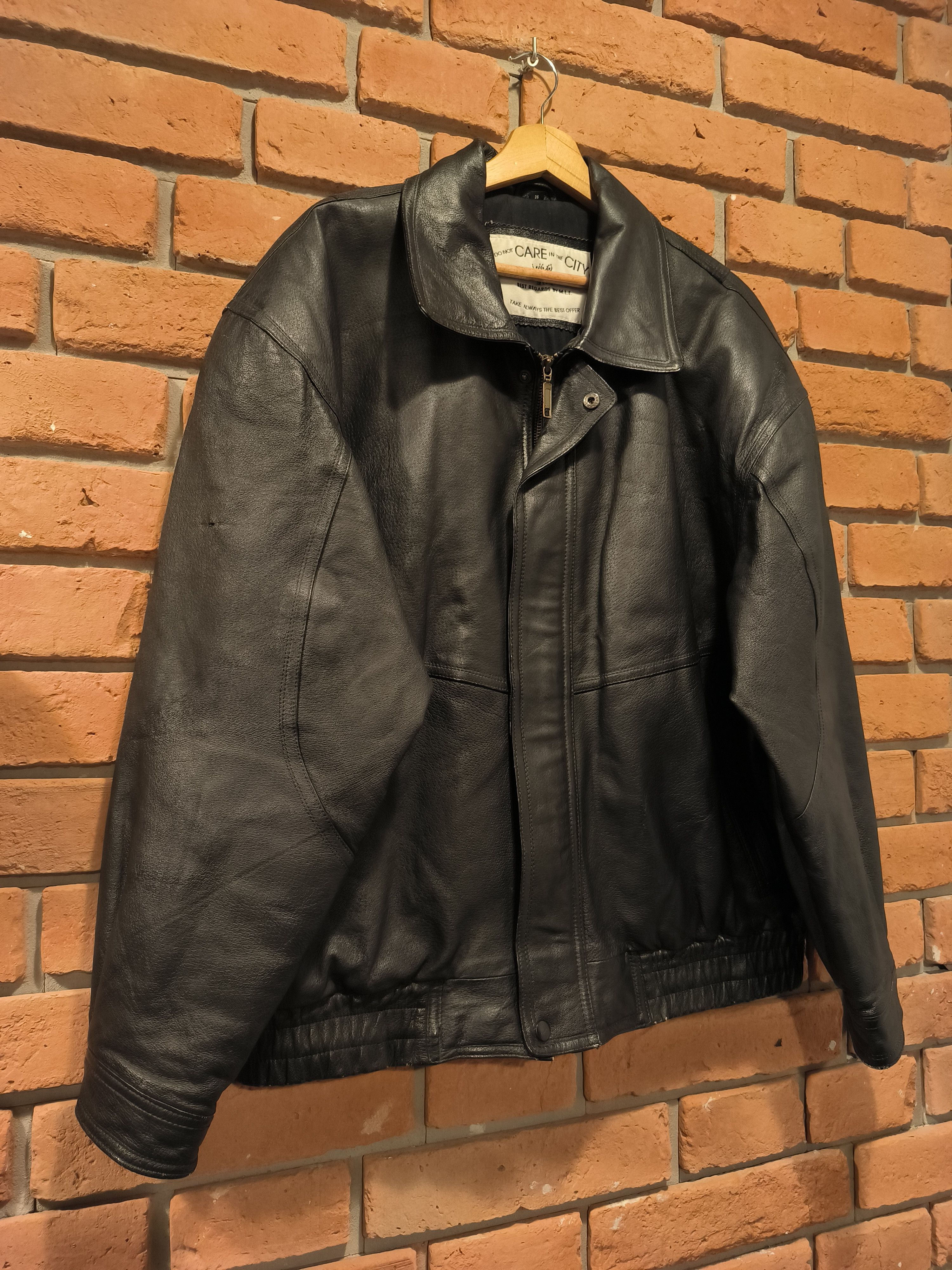Vintage Vintage Leather Jacket Black Do Not Care In The City Size US L / EU 52-54 / 3 - 5 Thumbnail