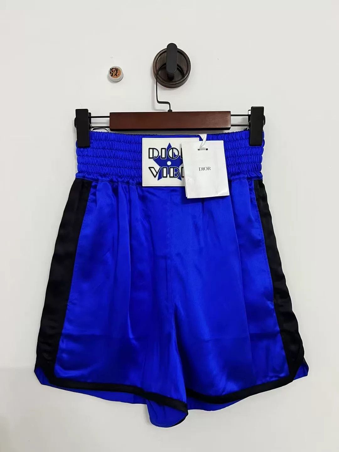 Dior Dior Blue Printed Logo High-Waist Shorts Size 22" - 1 Thumbnail