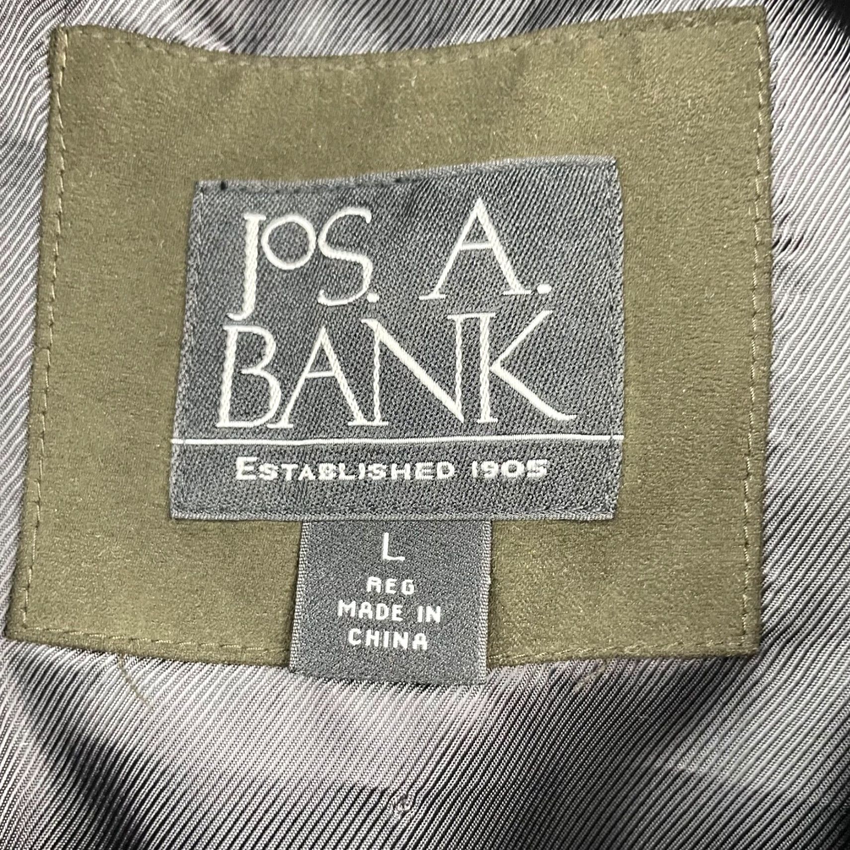 Jos. A. Bank Jos. A. Bank Men's Faux Suede Bomber Jacket Regular L Green Full Zip Removable Lining Polyester Size US L / EU 52-54 / 3 - 5 Thumbnail