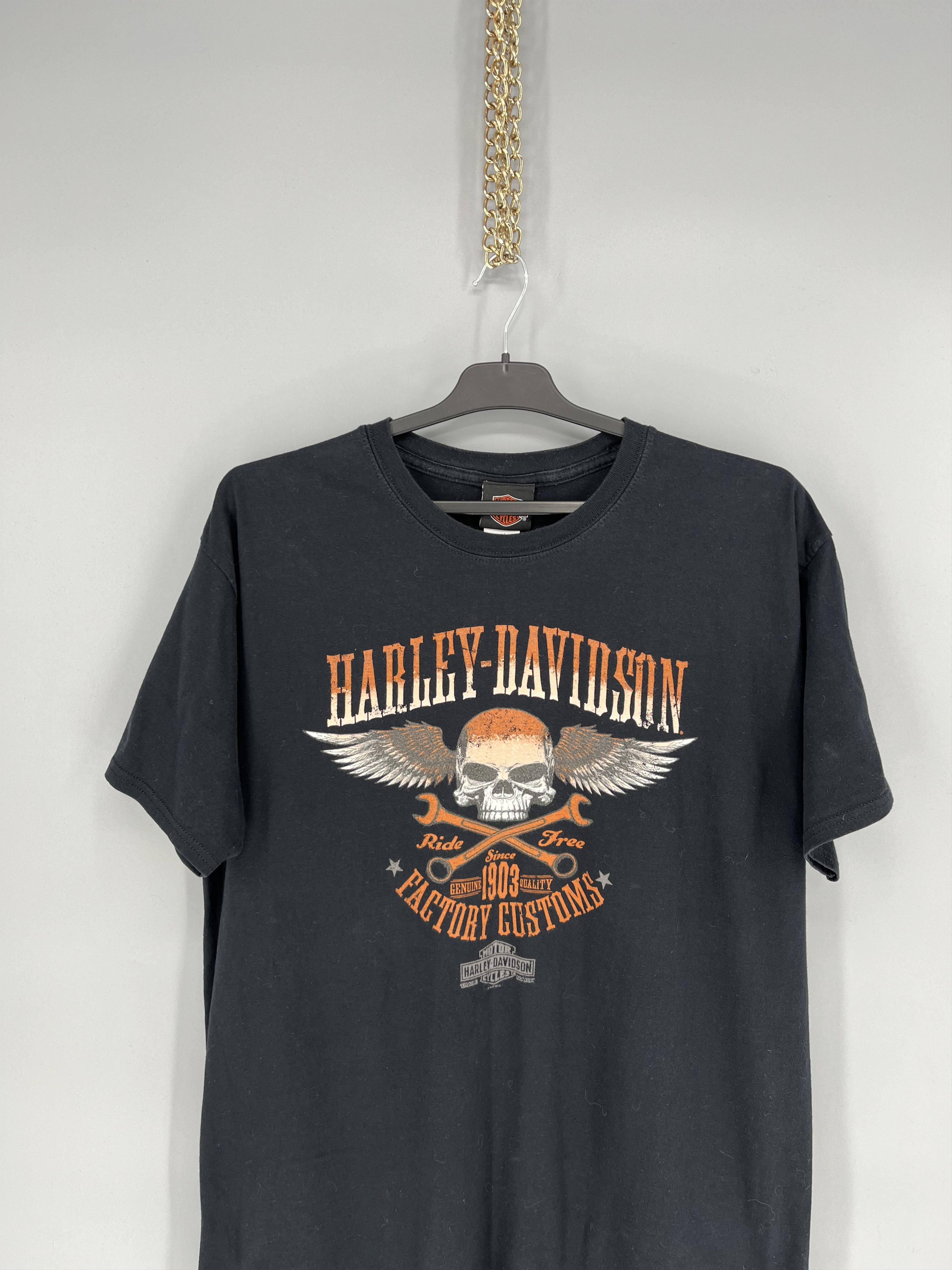 Harley Davidson Harley Davidson Spell Out Factory Customs Pocket T-Shirt Size US XL / EU 56 / 4 - 6 Thumbnail