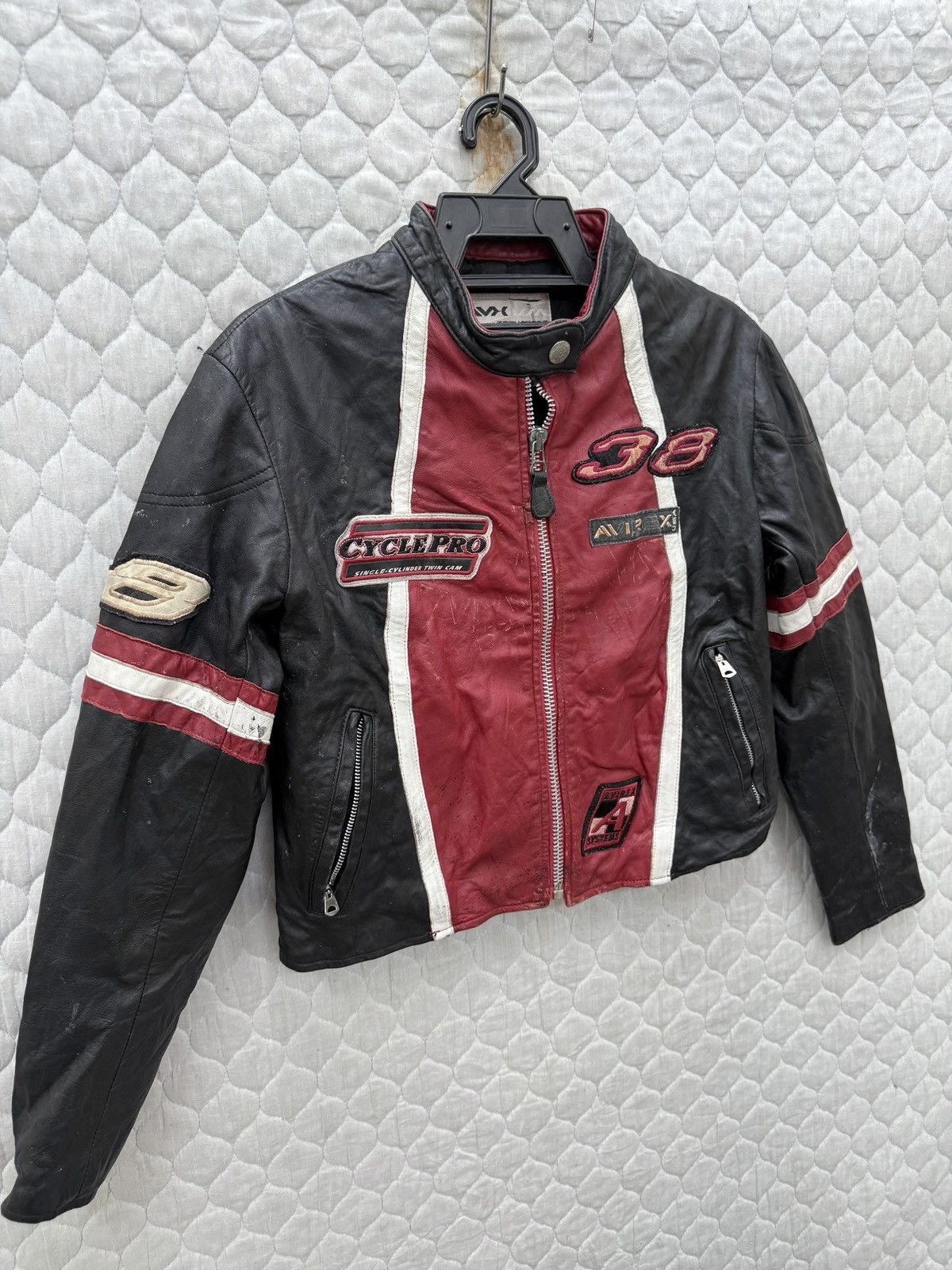 Avirex 🔥🔥🔥STEALS AVIREX VARSITY RACING LEATHER JACKET Size M / US 6-8 / IT 42-44 - 2 Thumbnail