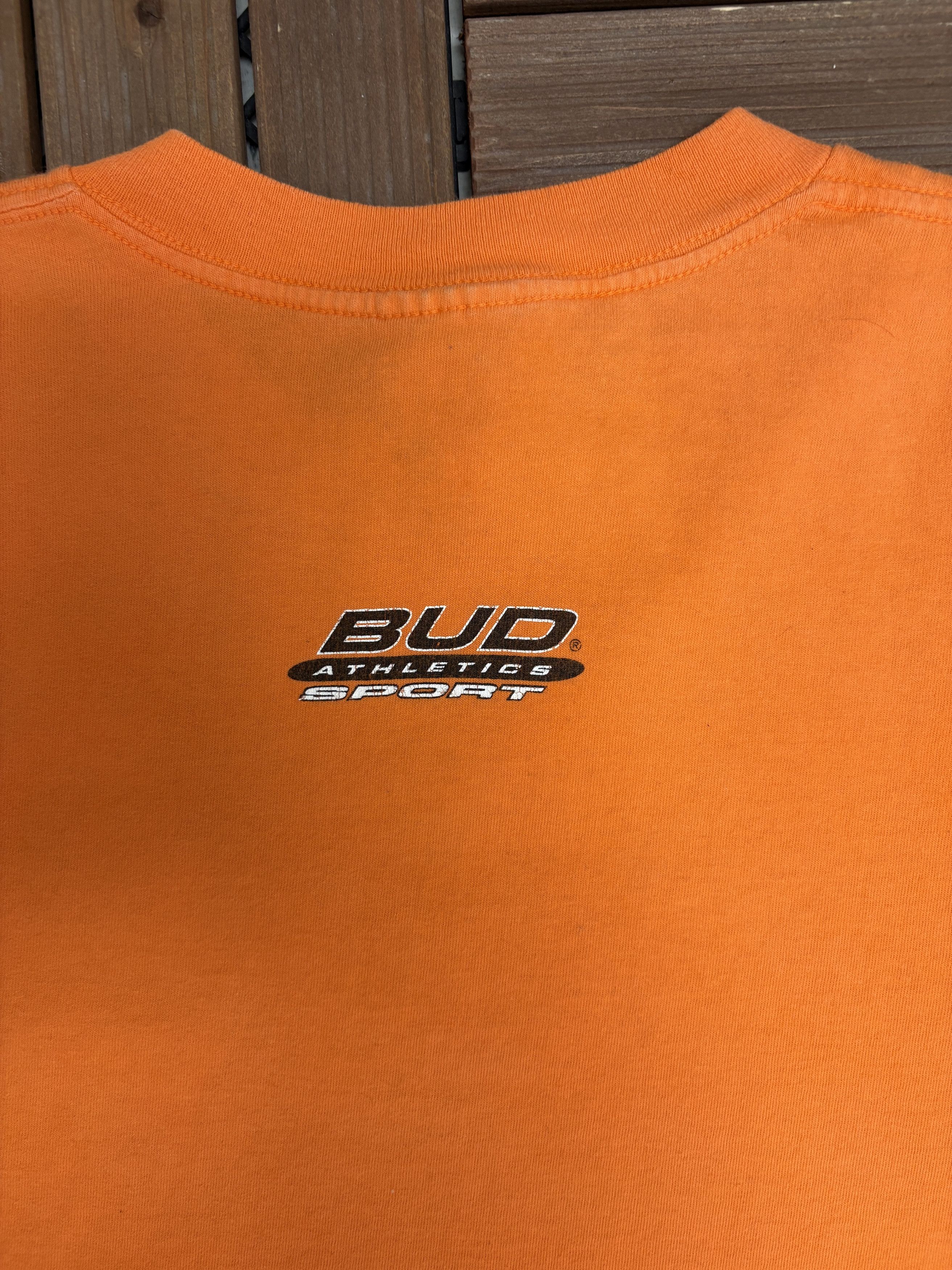 Vintage Budweiser Athletics Sport Vintage Orange T-Shirt Tee Size US XL / EU 56 / 4 - 5 Thumbnail
