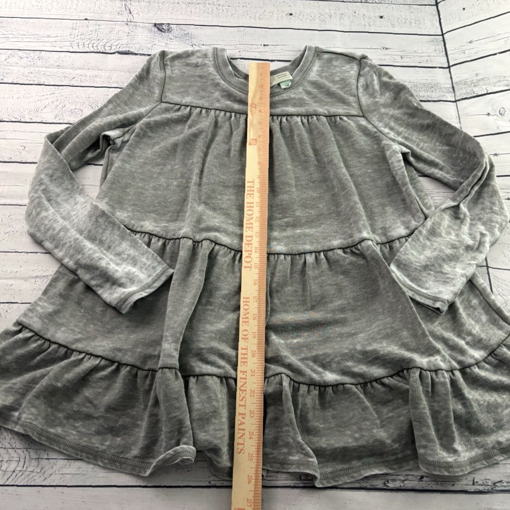 Anthropologie Saturday Sunday Gray Ruffle Burnout Long Sleeve Top Women's Small Shirt USA? Size S / US 4 / IT 40 - 3 Thumbnail