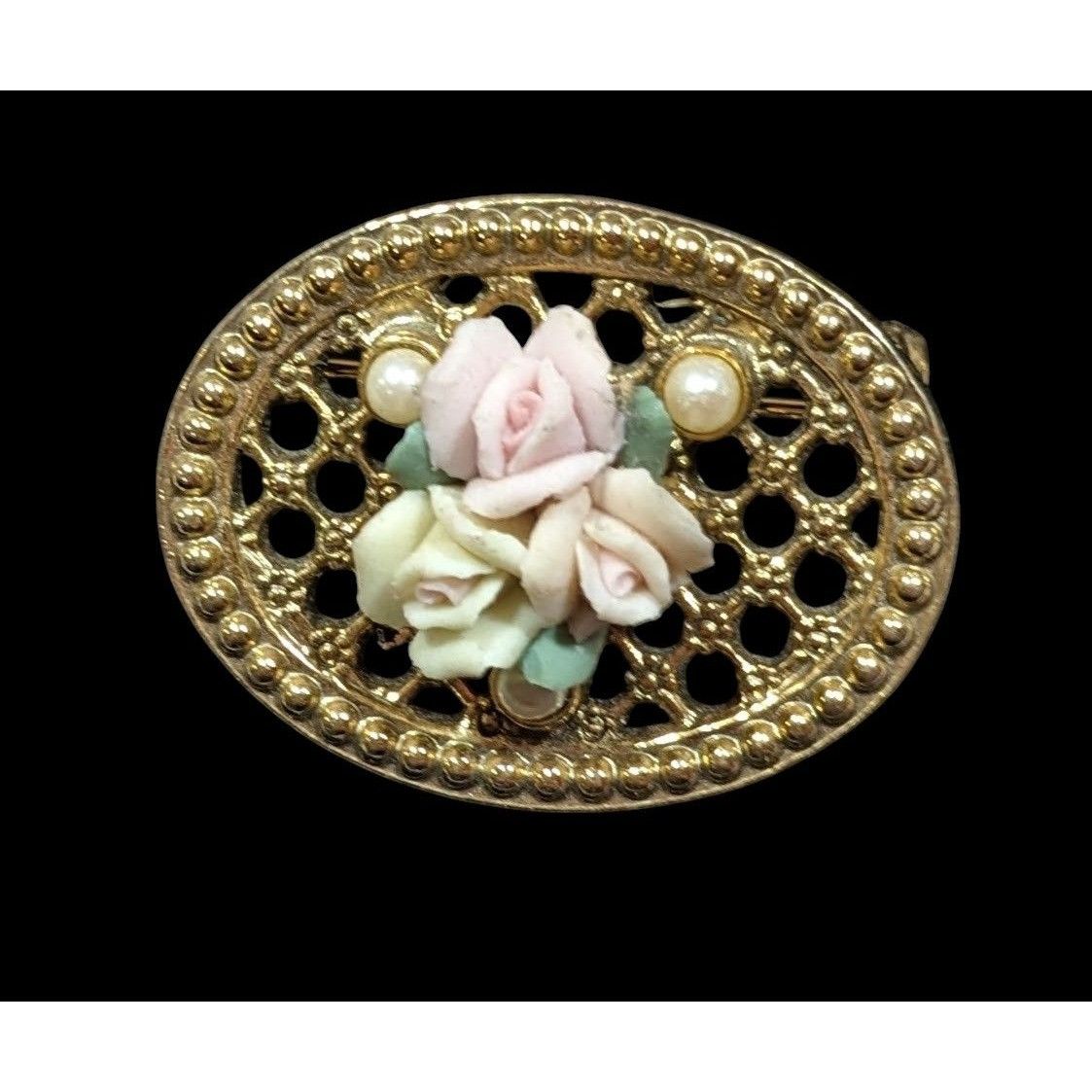 Other Vintage Victorian Style Rose Embellished Gold Tone Filigree Size ONE SIZE - 1 Thumbnail