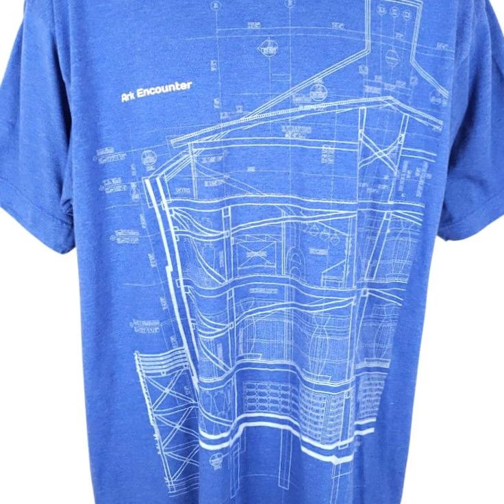 Tultex VINTAGE Noahs Ark T Shirt Mens XL Blue Construction Plans Christian Ark Encounter Size US XL / EU 56 / 4 - 2 Thumbnail