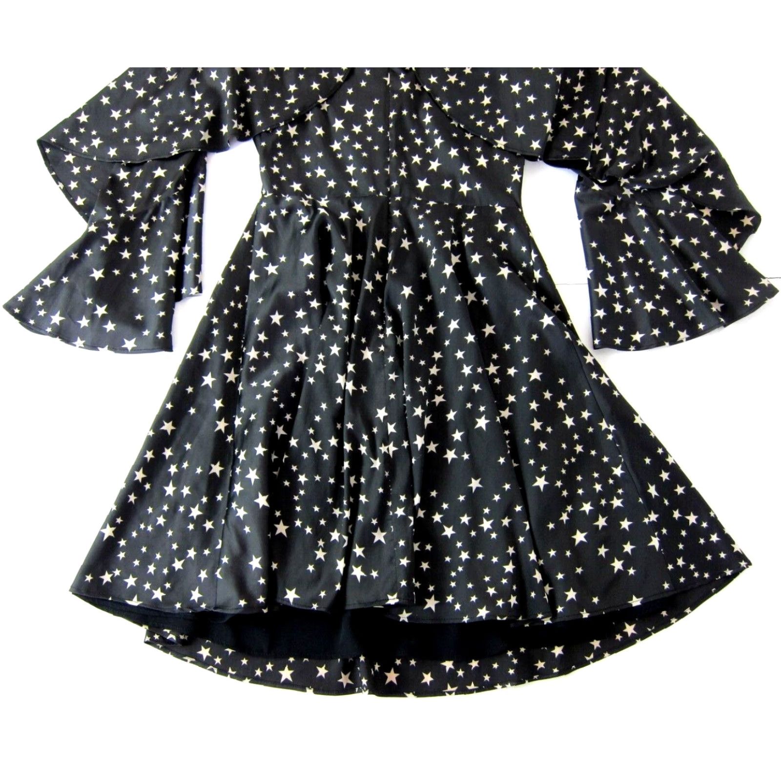Boston Proper VINTAGE Boston Proper Black Ivory Star Open Shoulder Flare Sleeve Sheath Smock Dress 6 Size M / US 6-8 / IT 42-44 - 6 Thumbnail
