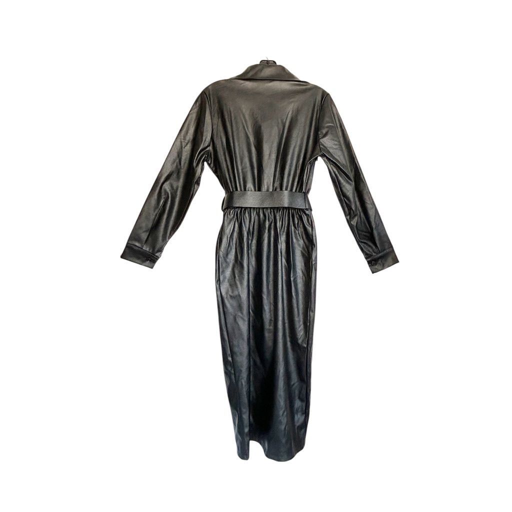 Other Venti6 Faux Leather Long Sleeve Button Belted Midi Dress in Size S / US 4 / IT 40 - 3 Thumbnail
