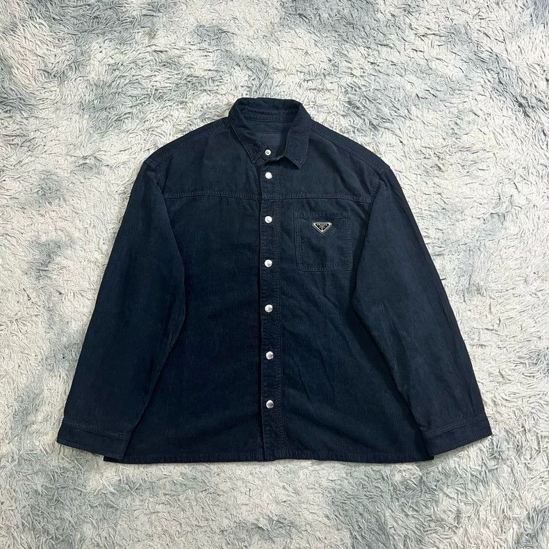 Prada Prada Corduroy Shirt with Triangle Logo Size US L / EU 52-54 / 3 - 1 Thumbnail