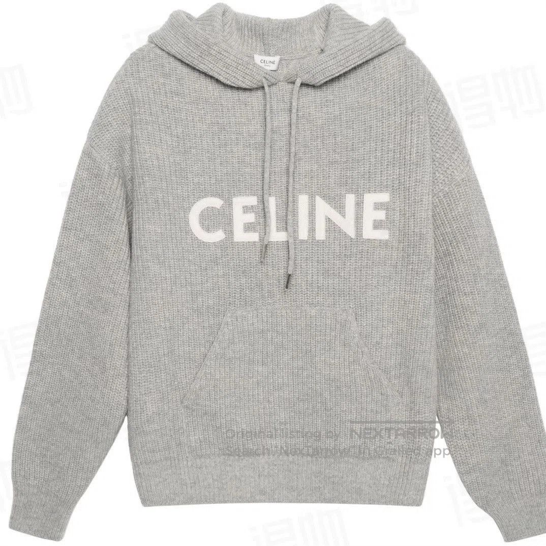 Celine CELINE Gray Logo Wool Knit Hoodie S. Size US S / EU 44-46 / 1 - 2 Thumbnail