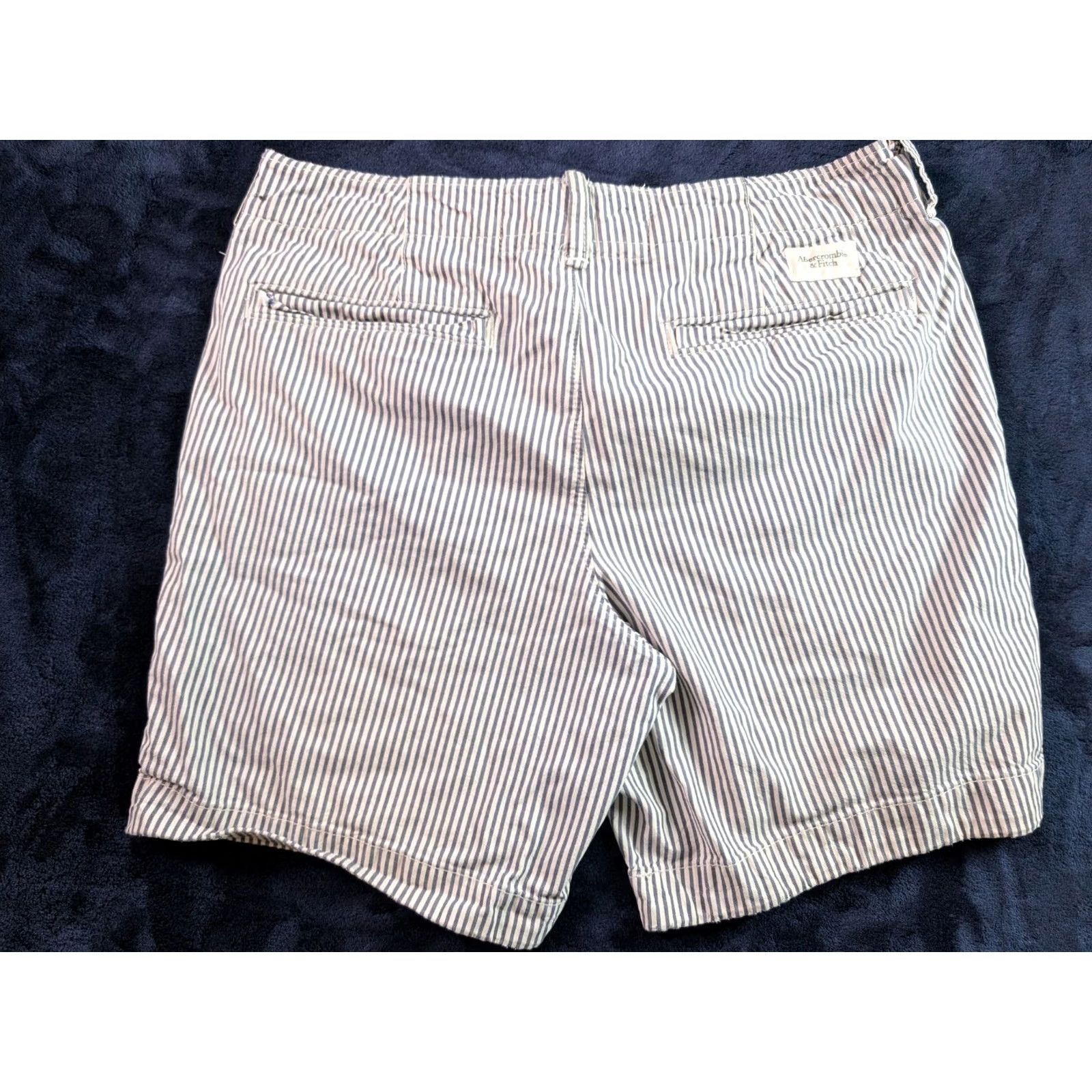 Abercrombie & Fitch Abercrombie & Fitch Shorts Mens 34 Button Fly Striped Cotton White Gray Classic Chino Pocket Pockets Blue 34 Mens Size US 34 / EU 50 - 4 Thumbnail