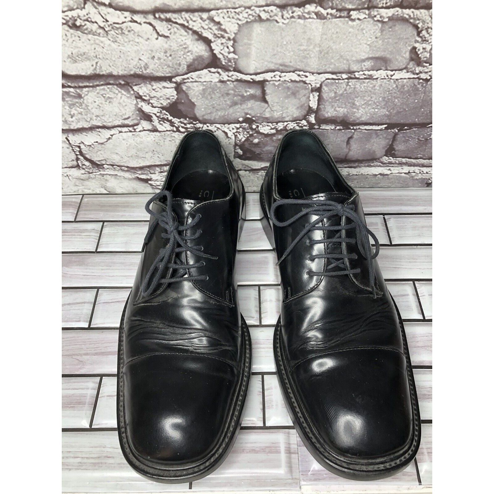 Other LAUDINO CACCIN Black Leather Cap Toe Oxfords Lace Dress Shoe Size US 9 / EU 42 - 2 Thumbnail