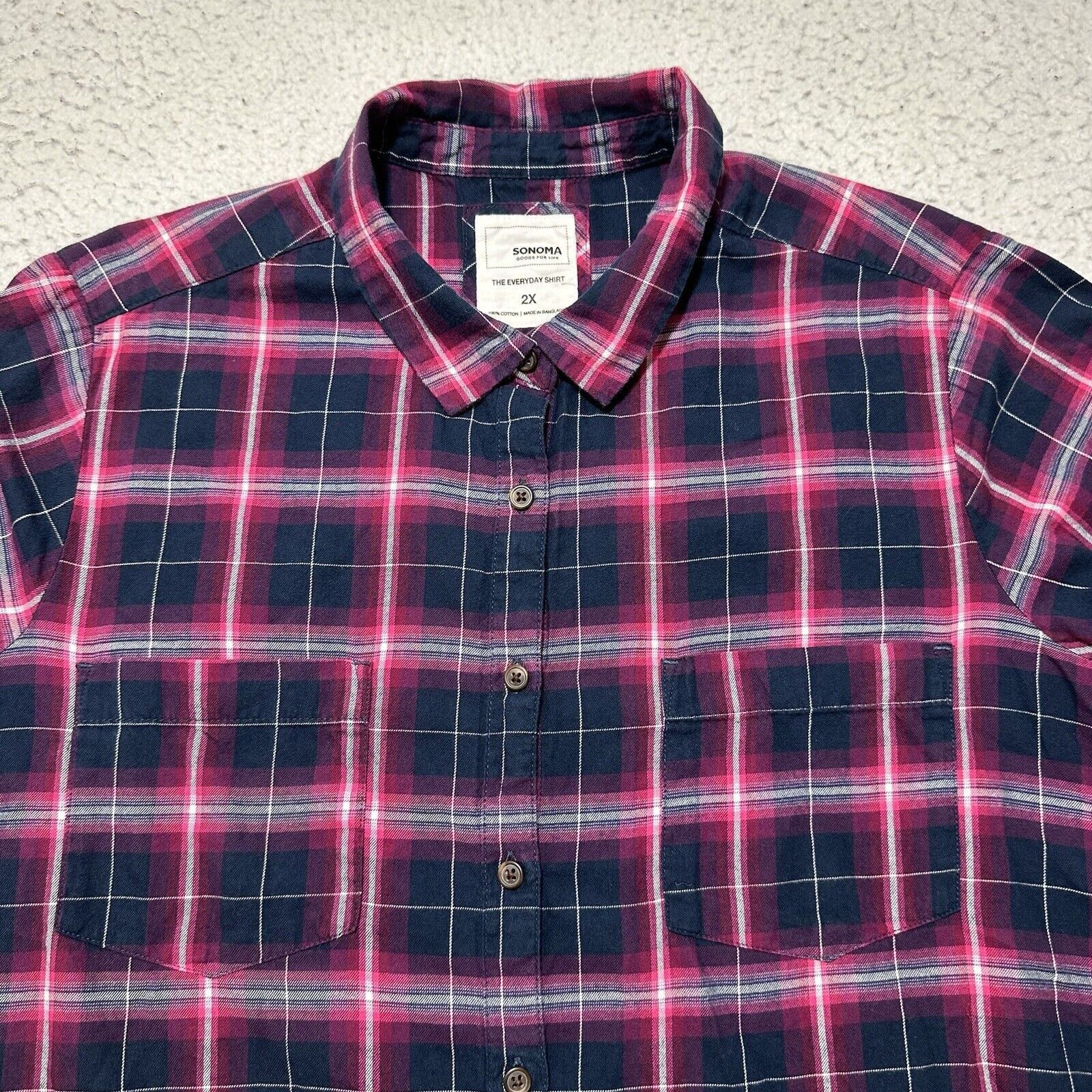 Sonoma Sonoma 2X The Every Day Shirt Long Sleeve Plaid Button Front Size XXL / US 16-18 / IT 52-54 - 2 Thumbnail