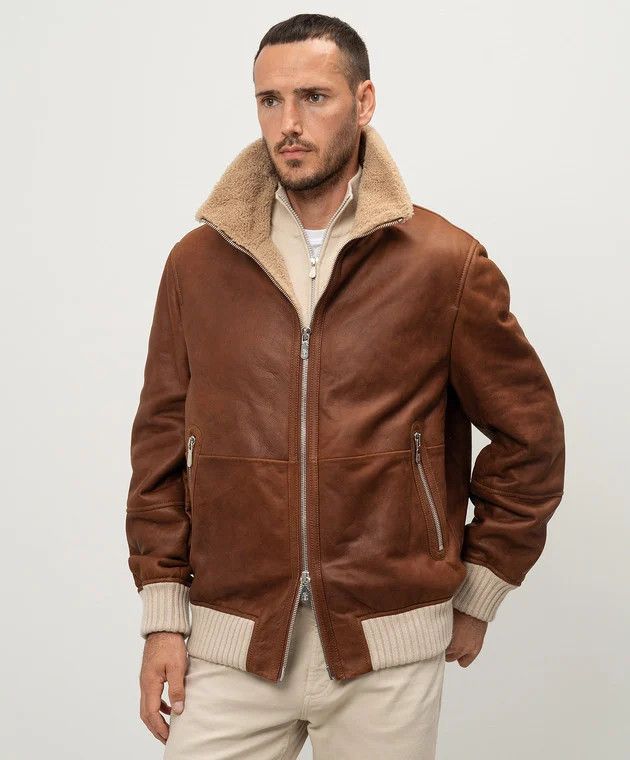 Brunello Cucinelli o1w1db10226 Lamb Fur Shearling Jacket in Brown Size US XL / EU 56 / 4 - 2 Thumbnail