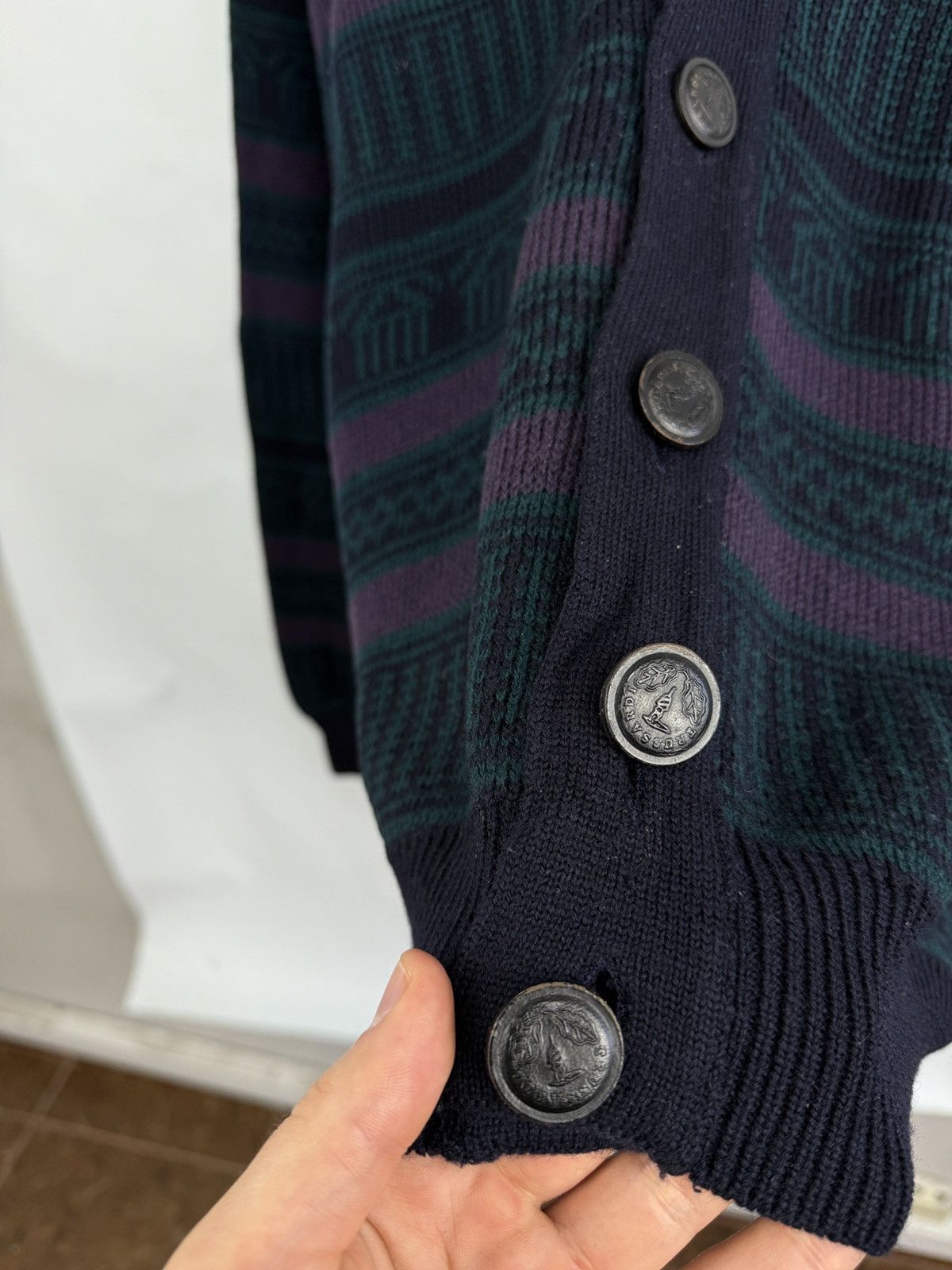 Trussardi 🇮🇹 Vintage 90s Trussardi Cardigan Knitted Sweater Luxury Rare Size US XL / EU 56 / 4 - 7 Thumbnail