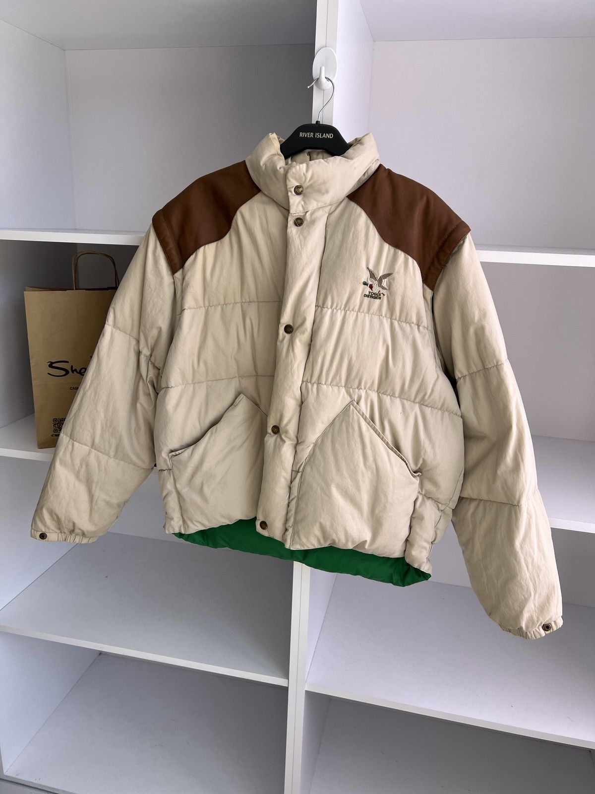 Designer × Vintage VINTAGE chevignon Unlimited PUFFER jacket down duvet leather Size US XL / EU 56 / 4 - 3 Thumbnail