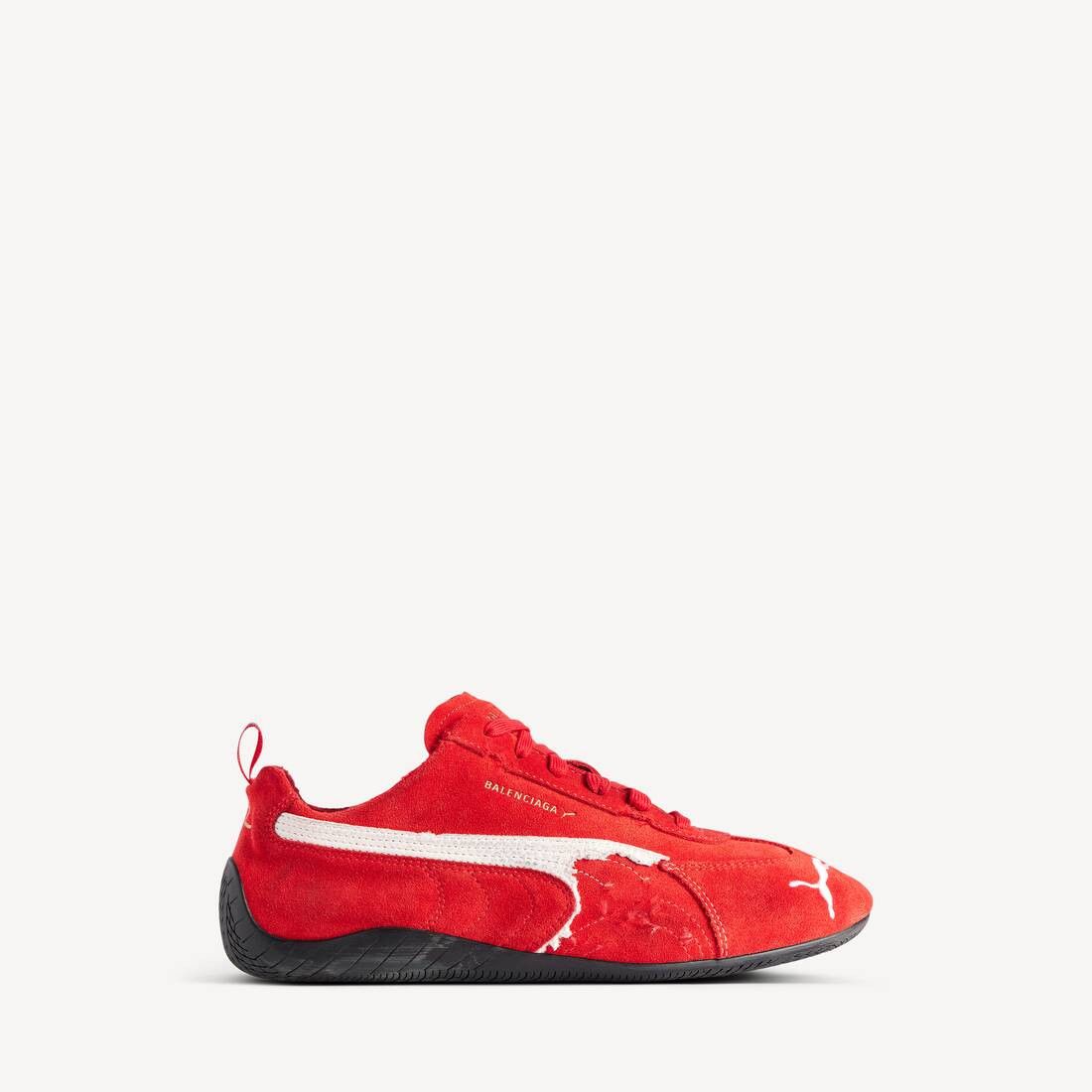 Balenciaga × Puma o1w1db10326 Speedcat Suede Sneakers in Red/White Size US 5.5 / EU 38 - 1 Thumbnail