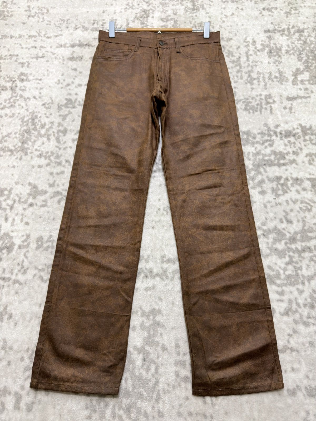Vintage Mens Melrose Ricky Waxed Jeans Leather Look Straight Denim Size US 28 / EU 44 - 1 Thumbnail