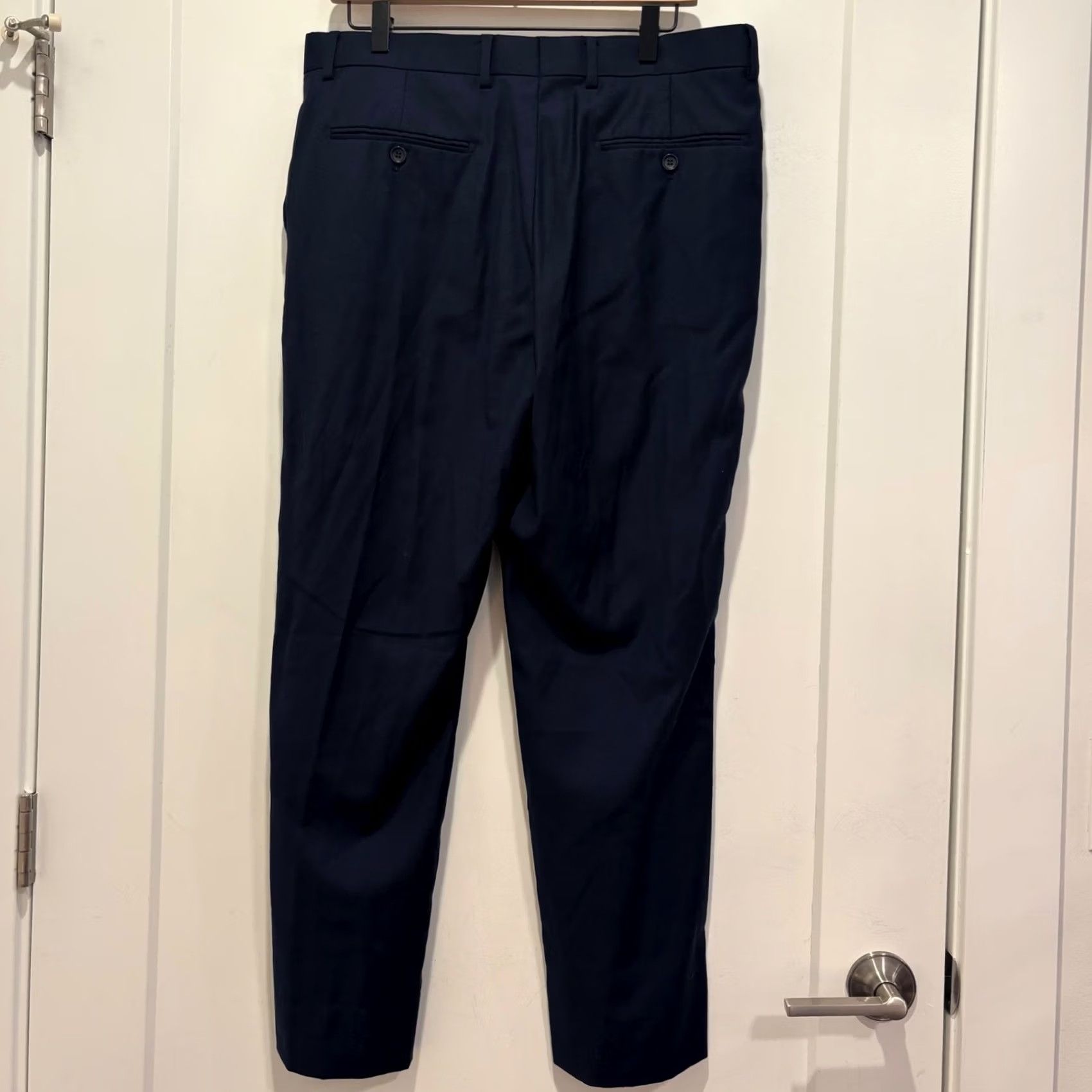 Santoni Mantoni Mens Navy Blue 100% Virgin Wool Flat Front Dress Pants Size 34 M40901 Size US 34 / EU 50 - 5 Thumbnail