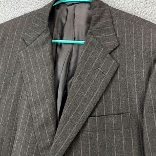 Vintage Hickey Freeman Wool Cashmere Blazer Men 40 REG Charcoal Pinstripe Suit Jacket Size 40R - 2 Thumbnail
