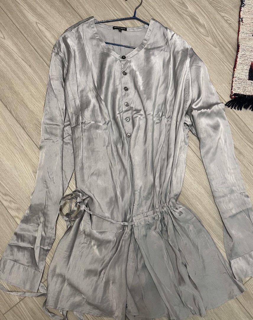 Ann Demeulemeester New Ann Demeulemeester silver silk long shirt. Size XL. . Size XL / US 12-14 / IT 48-50 - 1 Thumbnail