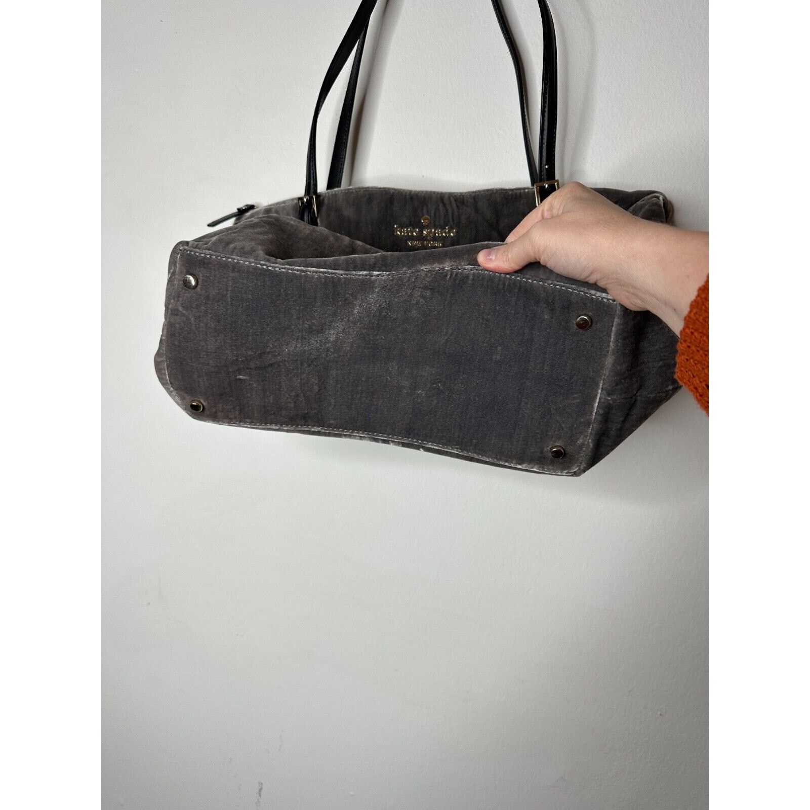 Kate Spade Kate Spade Gray Kona Dawn Place Velvet Leather Handle Tote L Size ONE SIZE - 4 Thumbnail