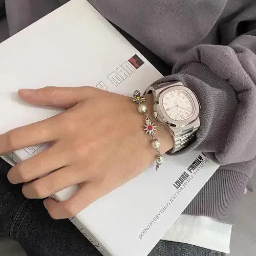 Anime x Jewelry Retro Punk Bracelet in Silver, Men's