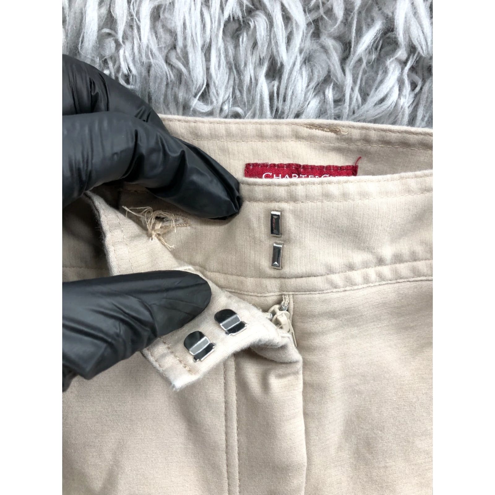 Charter Club VINTAGE Charter Club Slit It Up Shorts Womens Size 12 Mid Rise Beige Medium Wash Slit Logo 5-Pocket Design Cotton Chino Casual Size 34" / US 12 / IT 48 - 6 Thumbnail