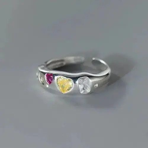 Other Colorful Gemstone Adjustable Silver Ring Size ONE SIZE - 7 Thumbnail