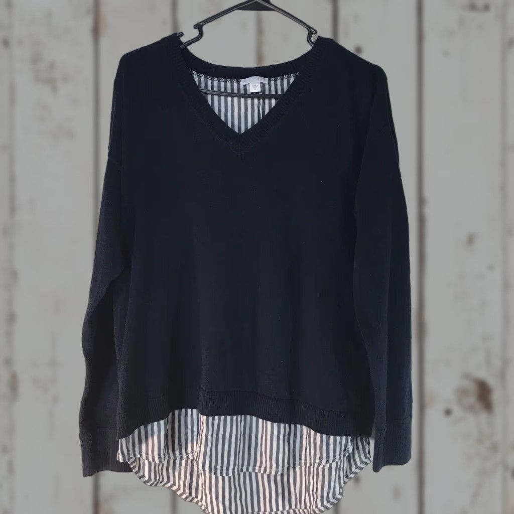 J. Jill J. Jill Navy Blue Knit Sweater Pullover Womens Size M Long Sleeve V-Neck Casual Workwear Size M / US 6-8 / IT 42-44 - 1 Thumbnail