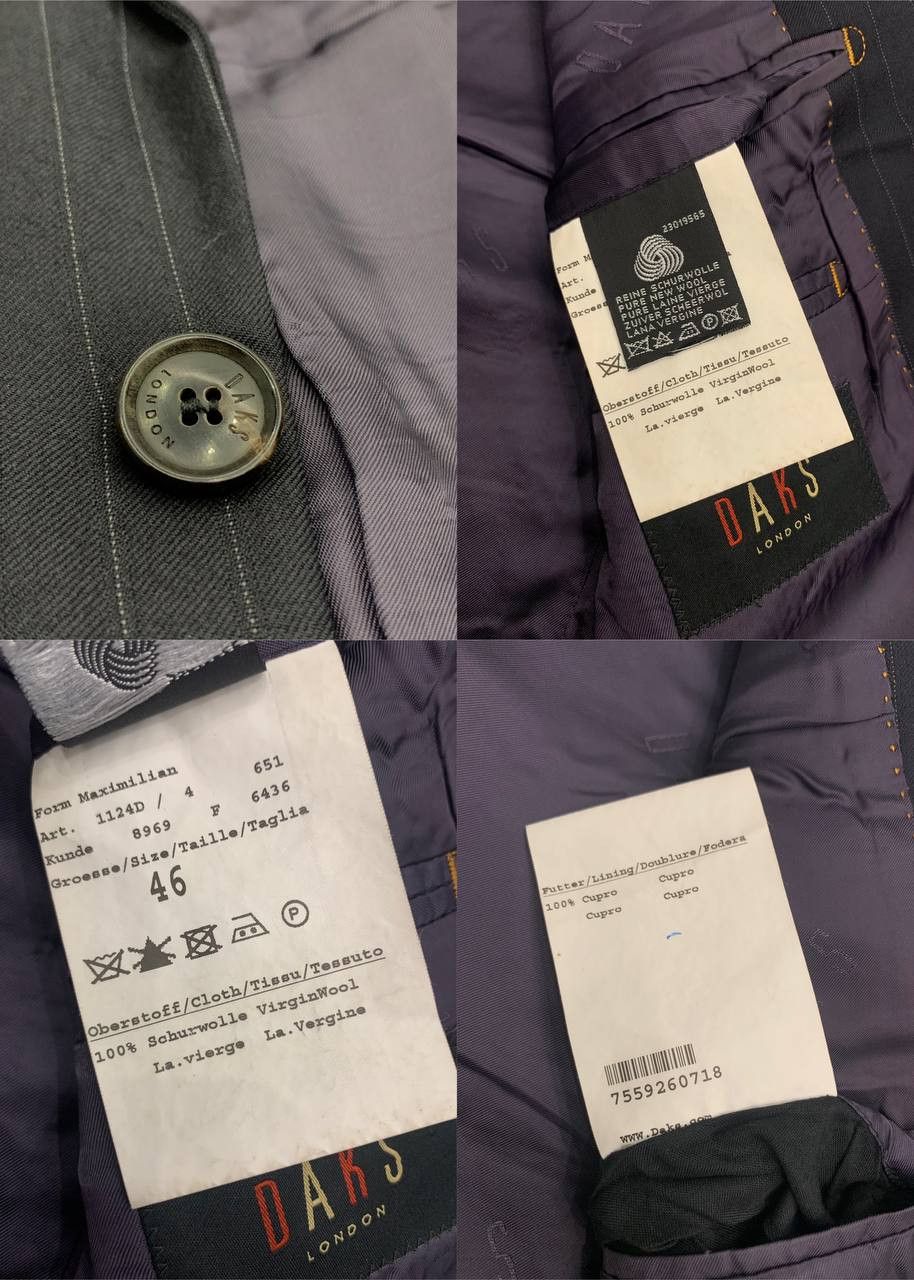 DAKS 🔥DAKS Men's Black Wool Single Breasted Suit Blazer Jacket Size 38R - 8 Thumbnail